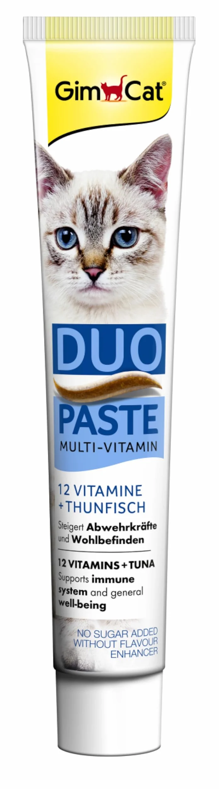 GimCat Duo Pasta Multi-Vitamin al tonno, Vitamine preziose per rinforzare le difese e migliorare il benessere, 1 tubetto, 1 x 50 g