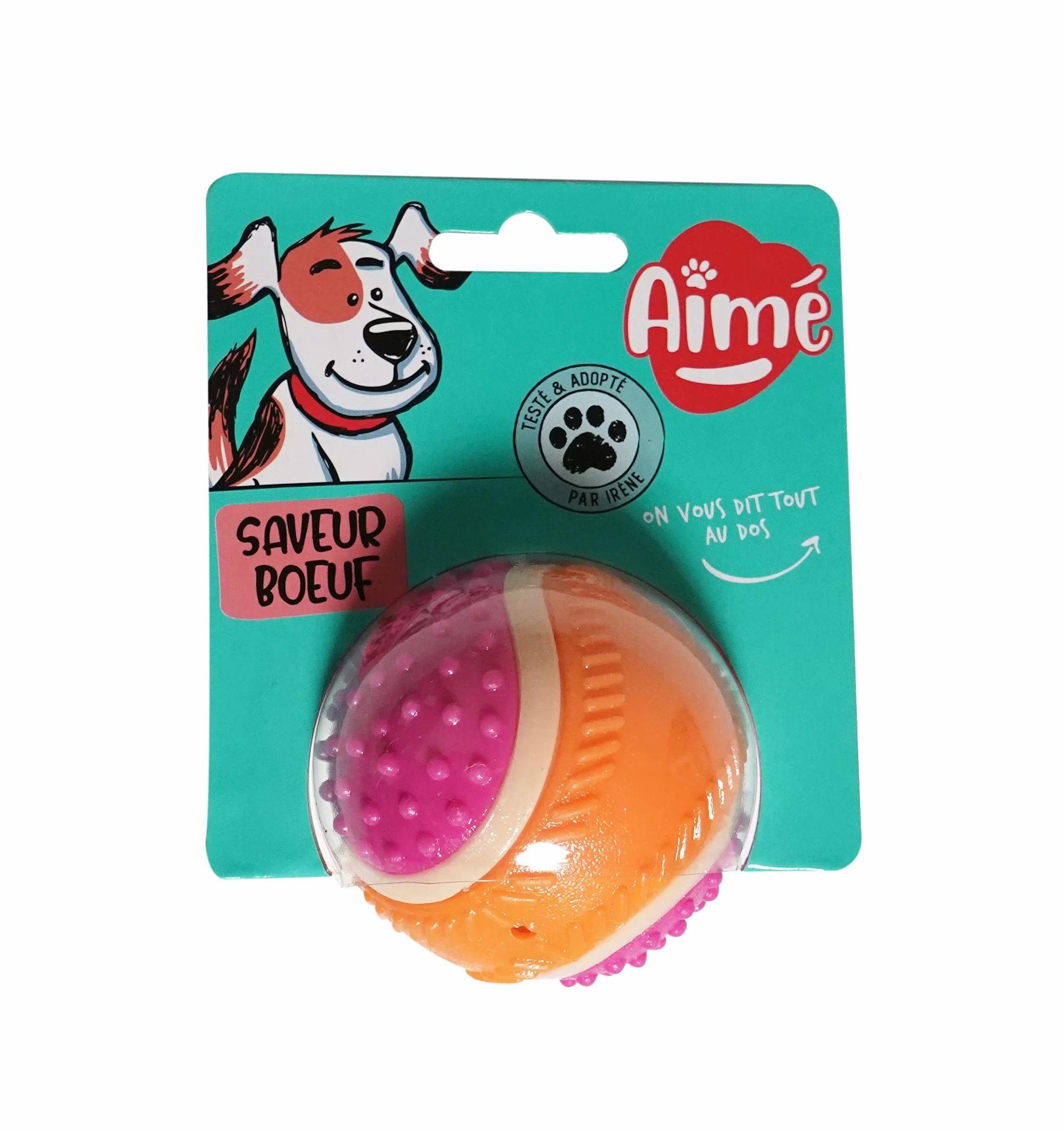 Aimé Palla per cane 5 in 1 al sapore di manzo Giochi interattivi per cani Resistente 6 cm