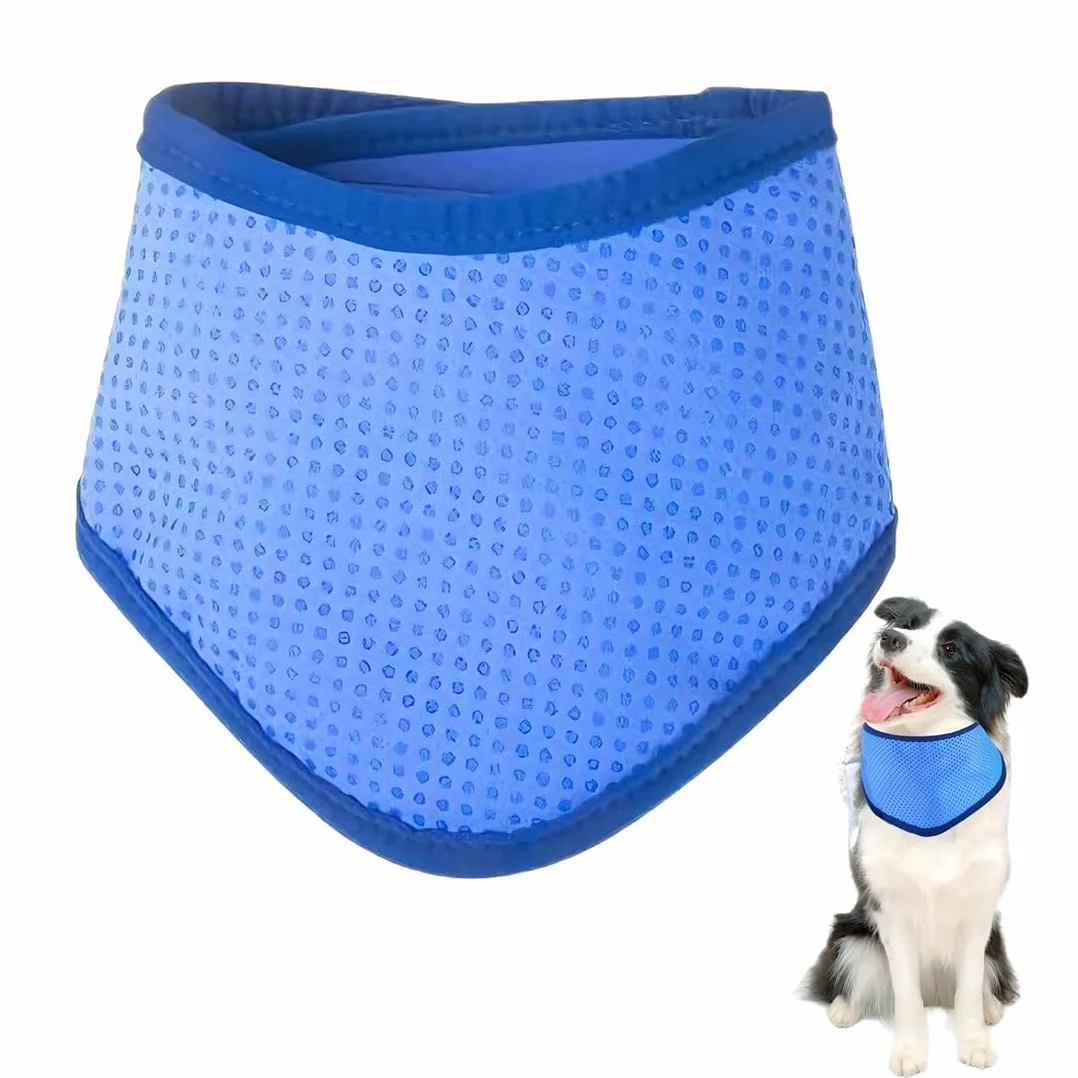 Collare rinfrescante per cane blu M, bandana fresca estiva 30-40 cm, accessorio riutilizzabile per passeggiate
