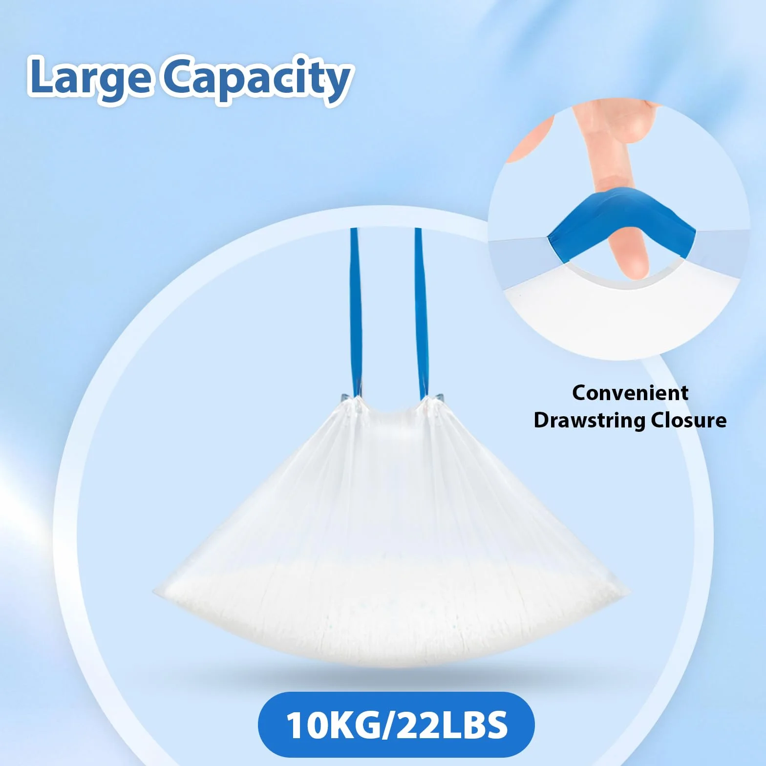 60 sacchetti per lettiera per gatti con coulisse, compatibili con Neakasa M1 e PetPivot AutoScooper 11, con apertura superiore, autopulente, spessi, resistenti agli strappi, resistenti, a