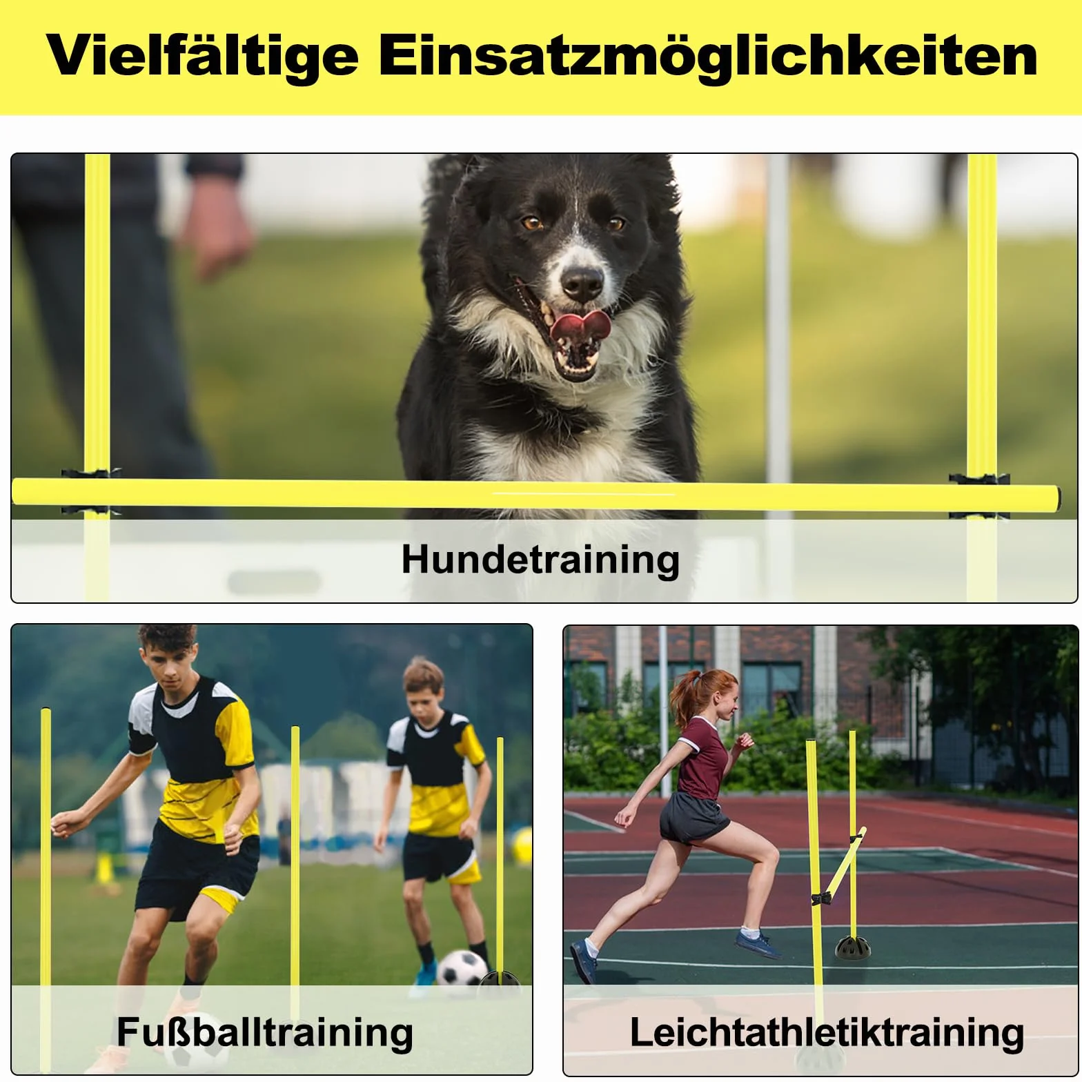 Agility Grid Set di aste per allenamento condizionale, hobby Horse ostacoli con 15 aste, 10 piedini e 10 clip