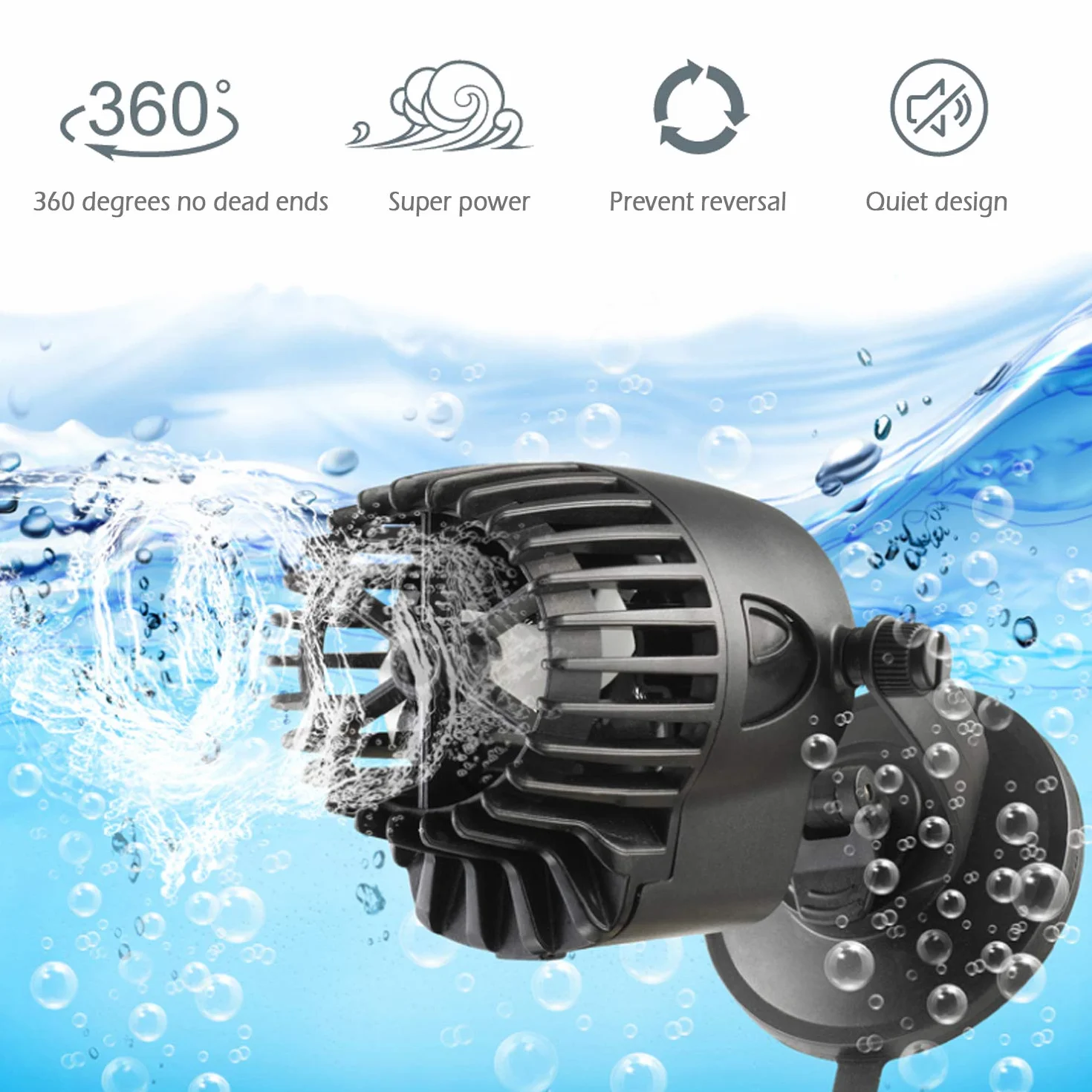 BPS Pompa di flusso dell'acquario 10000L/H Wave Maker Pompa Circolazione Onda 15W QL-300M per Acquari d'acqua dolce e salata BPS-6095