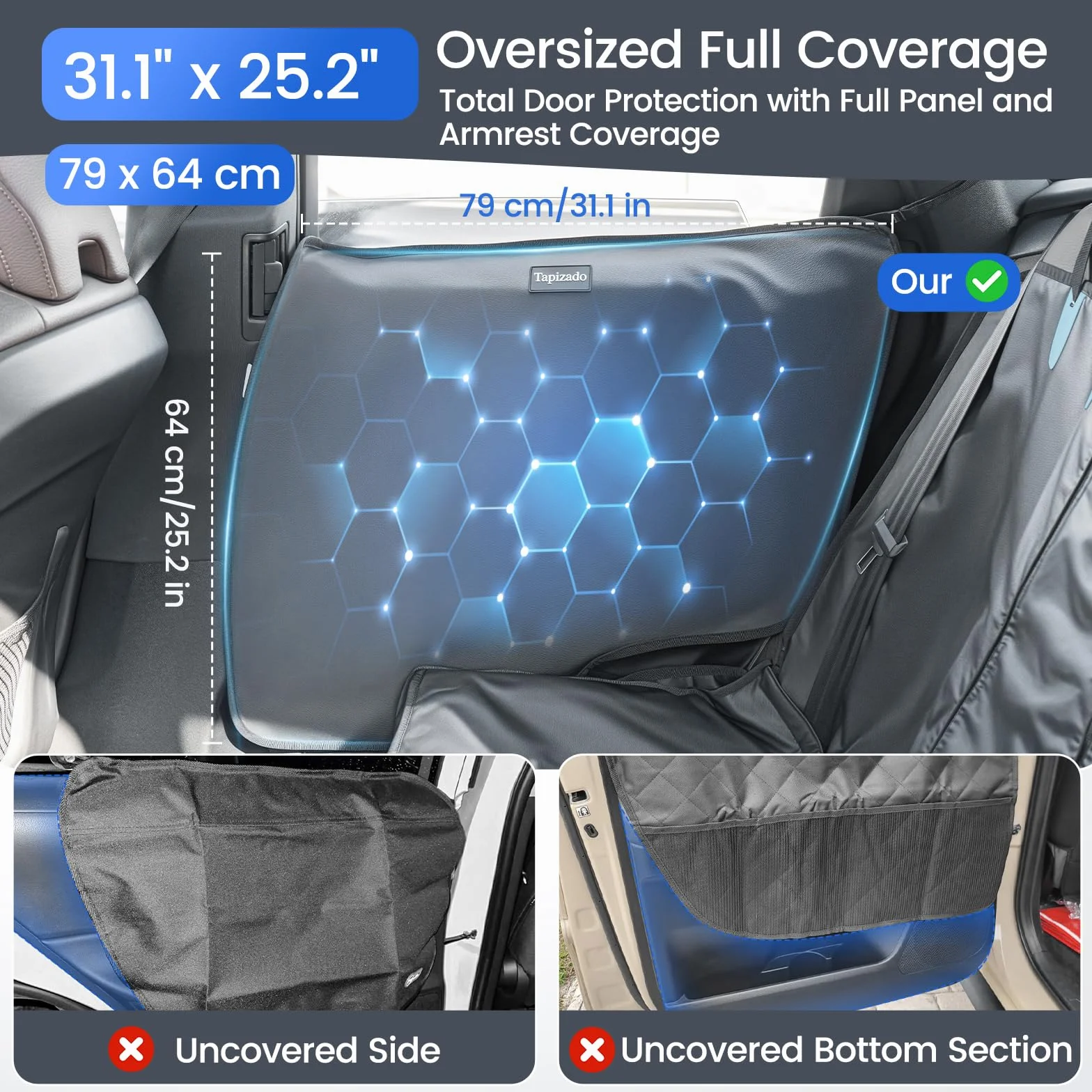 Coprisedile per cani in pelle PU per auto - 2 confezioni extra large impermeabili con pannello antigraffio, copertura con ventosa regolabile, adatto per auto, SUV, camion