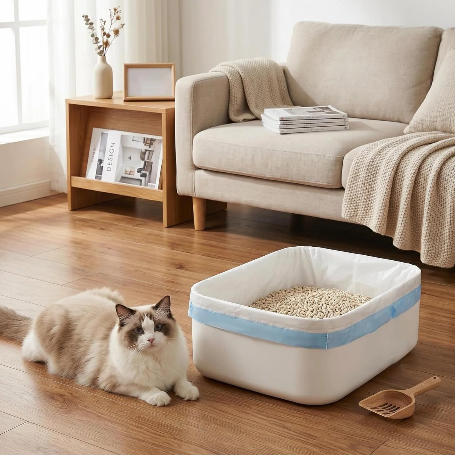 Sacchetti per lettiera per gatti, misura L, 20 pezzi, 65 x 40 cm, sacchetti per lettiera per gatti, extra forti con laccetti, per lettiera per gatti, inserti igienici per lettiera