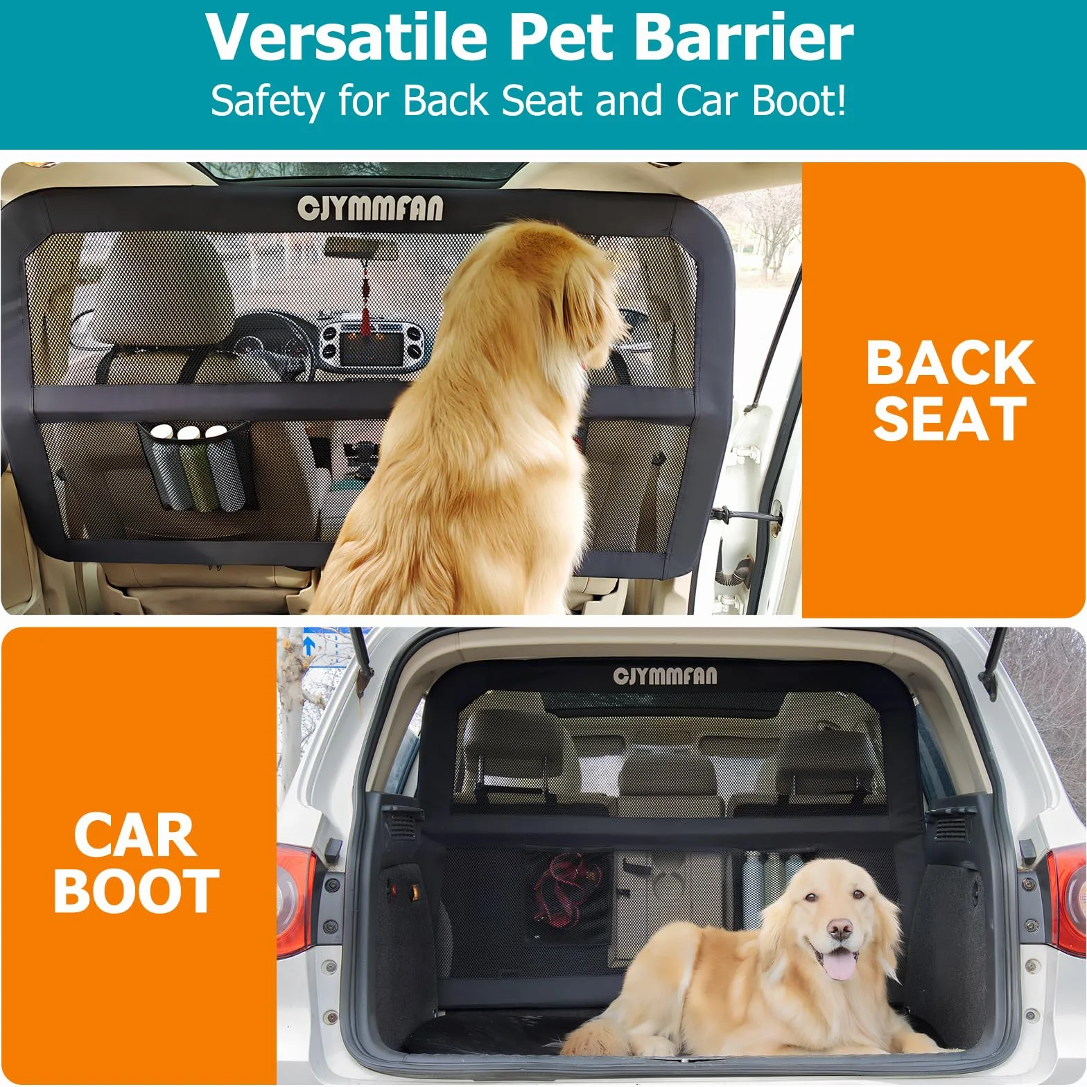 griglia per cani per bagagliaio e sedile posteriore con copertura più ampia, barriera universale per cani per auto e SUV, divisorio per cani con rete trasparente resistente ai morsi e telaio