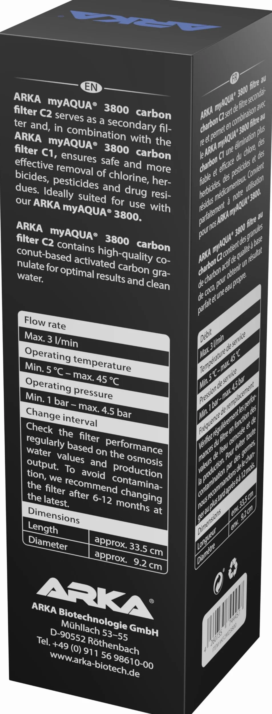 Filtro Carbone myAqua 3800 C2 - Post-Filtro Cocco Osmosi | Post-filtro a carbone di cocco, affina l'acqua di osmosi e riduce cloro, odori e residui