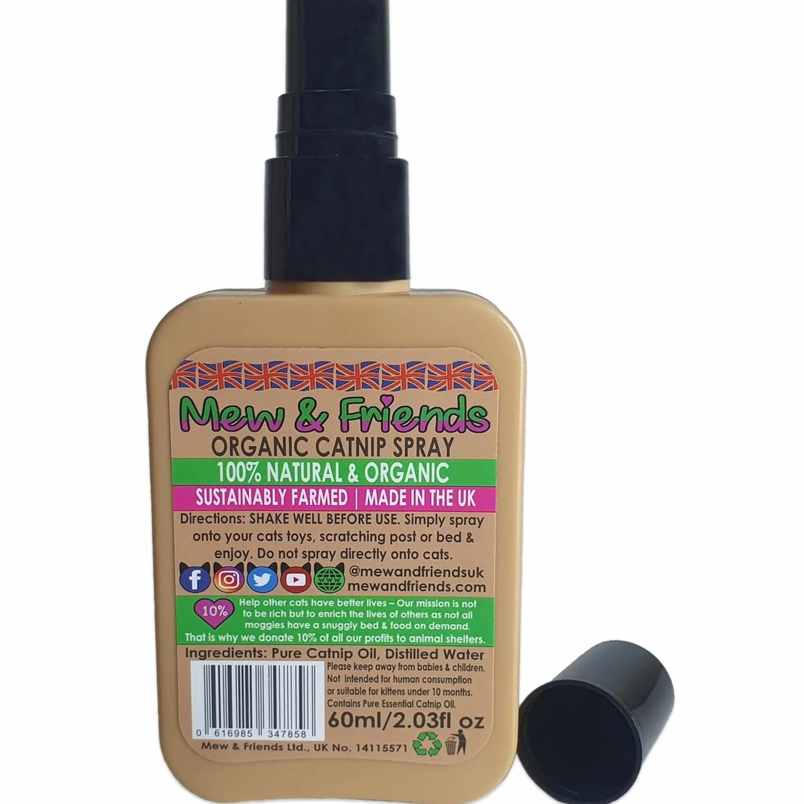 Mew & Friends Spray all'erba gatta per gatti, prodotto nel Regno Unito, 100% naturale e nip per gatti, coltivato in modo sostenibile, un giocattolo perfetto per gatti e dolcetti per gatti, si prega di
