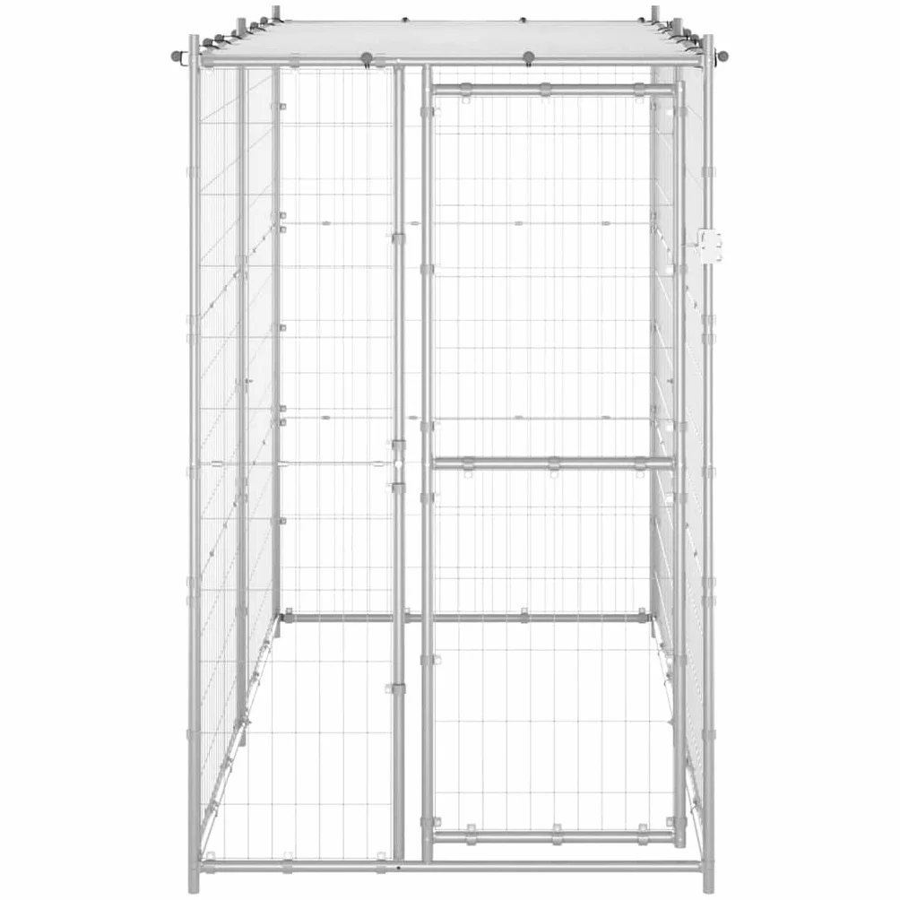 vidaXL Gabbia per Cani da Esterno in Acciaio con Tetto 110x220x180 cm