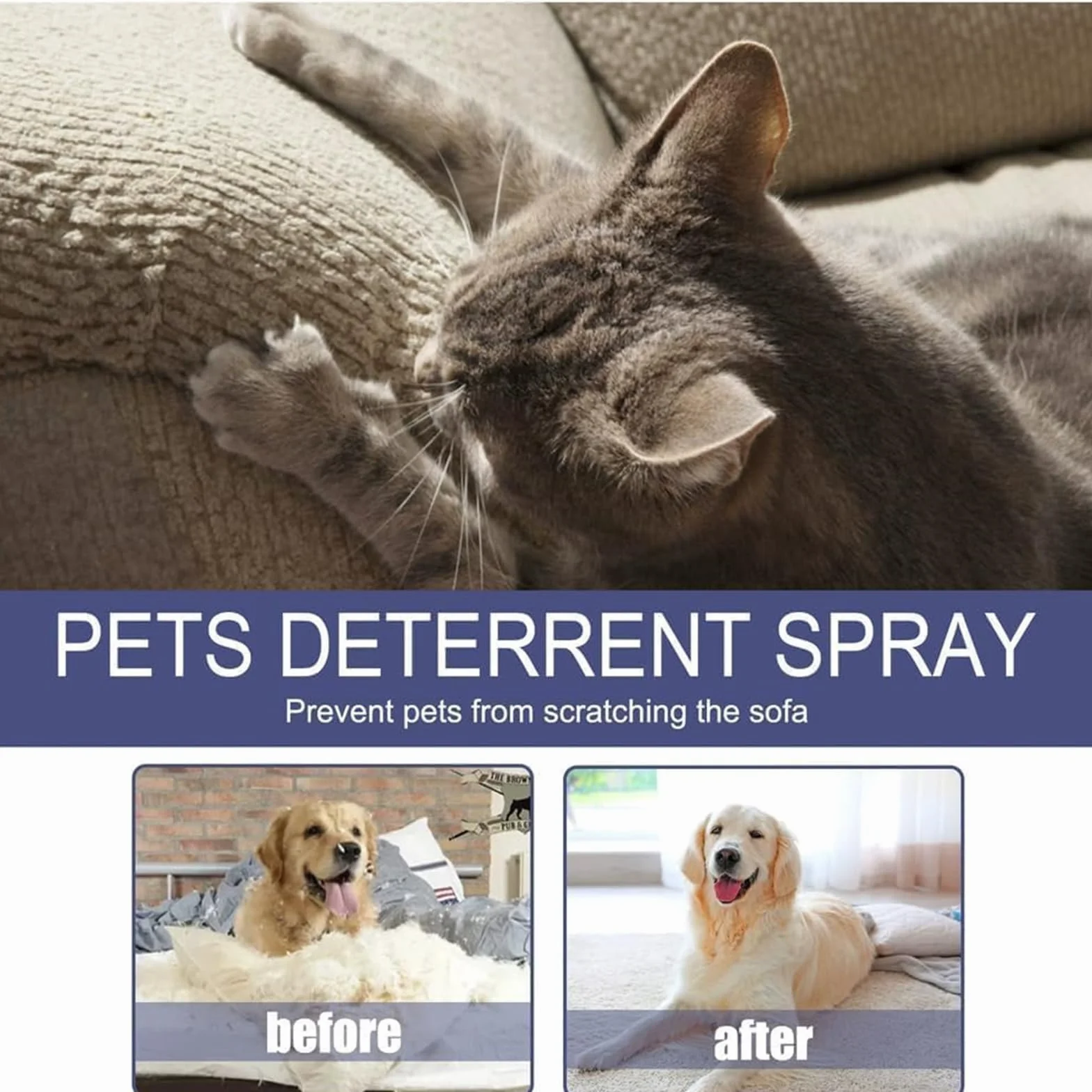 Spray repellente per gatti agli agrumi, antigraffio per mobili, per interni ed esterni, ad azione rapida, per l'addestramento comportamentale e la protezione dei mobili