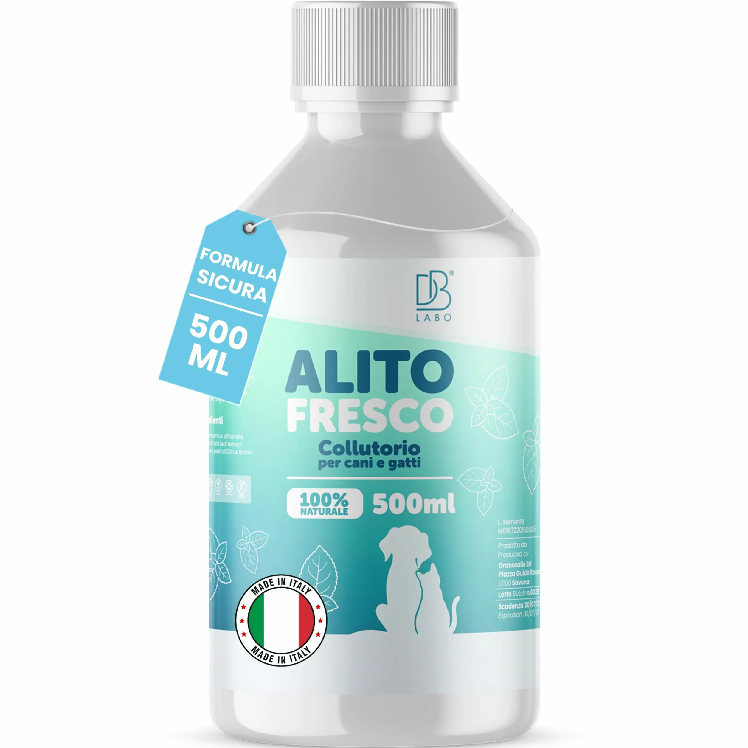 DB Labo Colluttorio per cani 500ml Anti Tartaro Additivo Acqua Igiene Orale