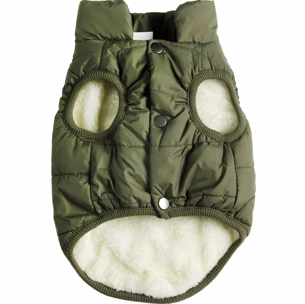 JoyDaog, Cappottino per cani foderato con 2 strati di pile, antivento, molto caldo e morbido, perfetto per il freddo invernale, ideale per cuccioli, verde, M
