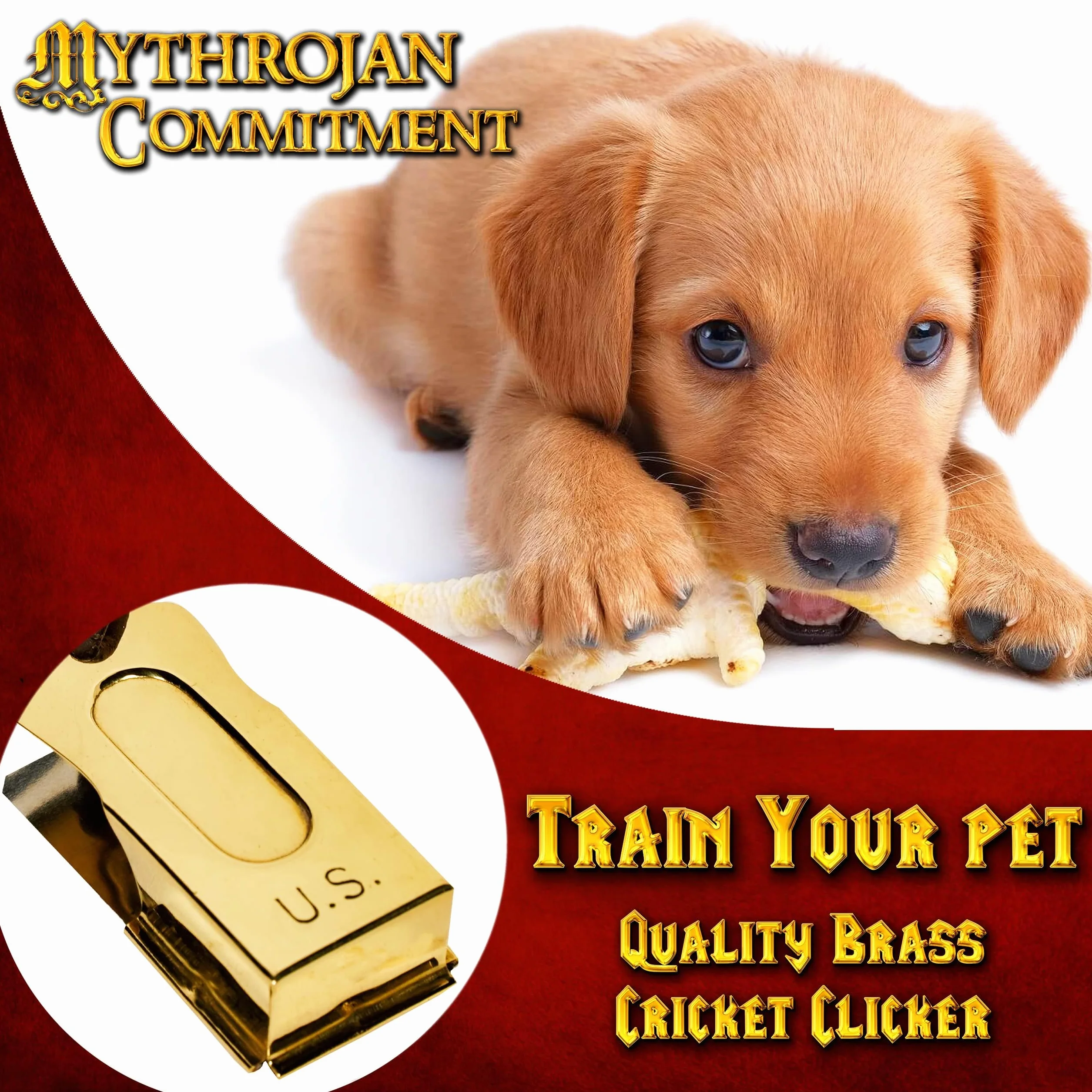 Mythrojan Pet Trianing Clicker della Seconda Guerra Mondiale degli Stati Uniti in Stile Militare statunitense, in Metallo con Incisione in Ottone e Acciaio, Confezione da 2