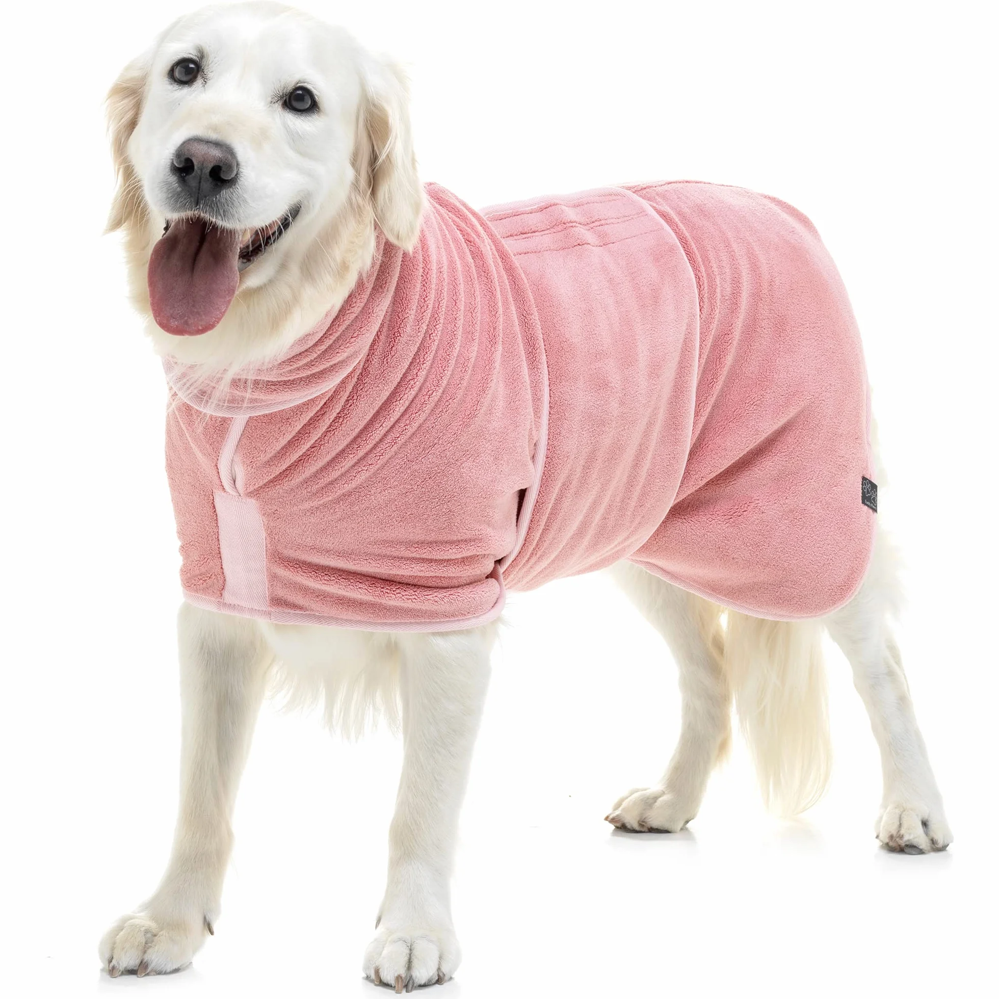 Lucky Paws® Accappatoio per cani UK – Lussuoso asciugamano a doppio strato – asciuga i cani in pochi minuti – accappatoio ultra assorbente e super morbido (S, rosa polvere)