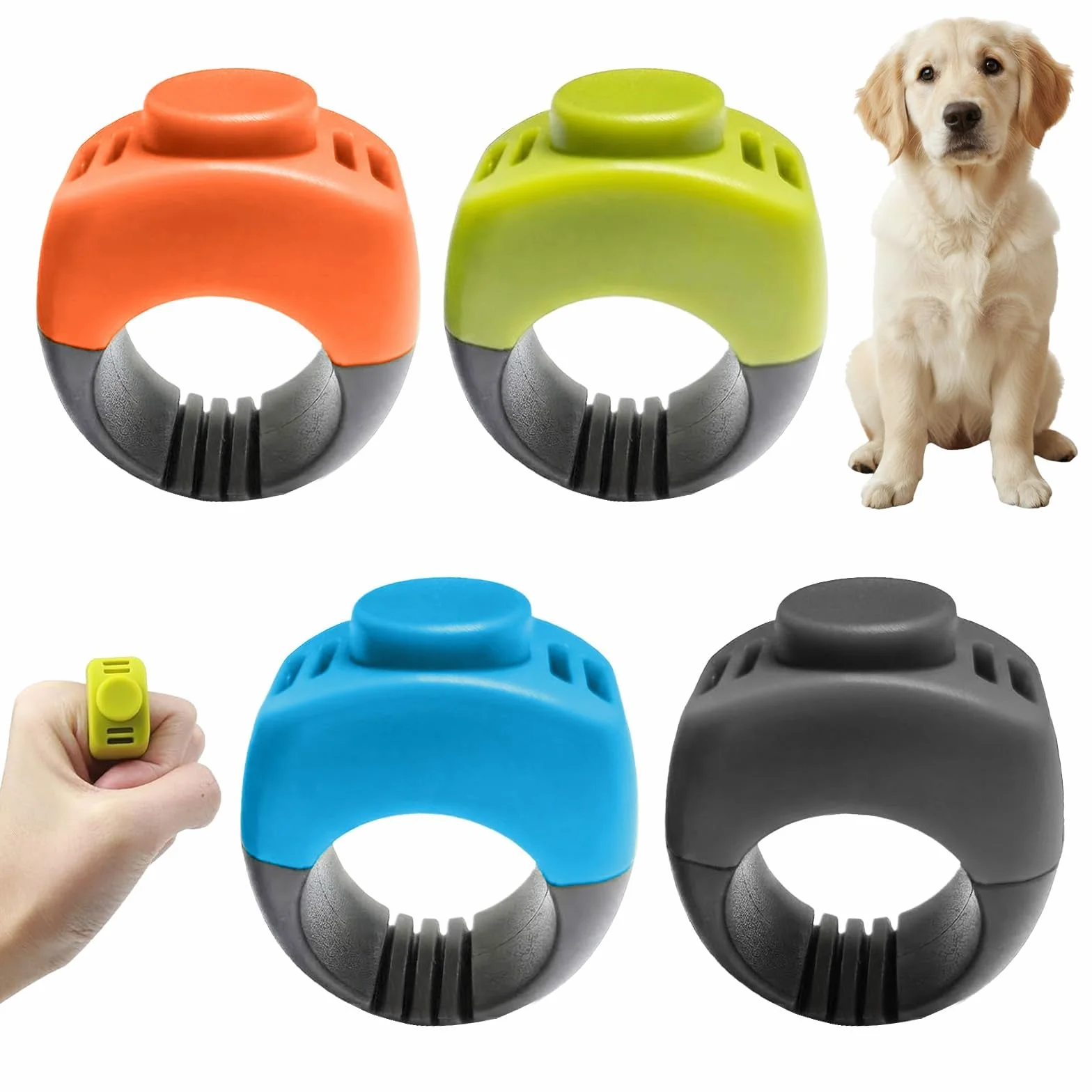 Confezione 4 Clicker per Dita per Cani (19mm/21mm), Pratico Clicker per Addestramento Cane Clicker Cat Clicker Dog per Addestramento di Cani, Gatti E Cavalli, Addestramento al Richiamo