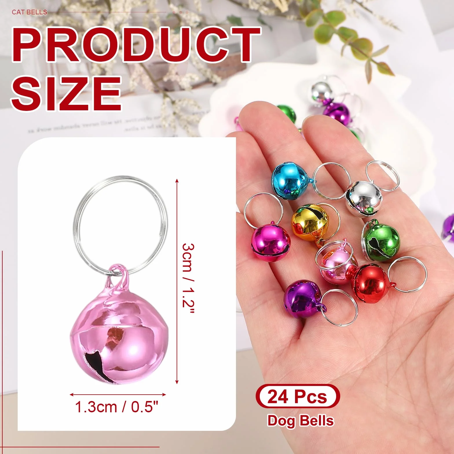 PATIKIL 24PCS Campanellini Per Cani, Mini Campanelli Per Gatti Piccoli Campanelli Per Collari Da Animale Domestico Portachiavi Carino Bulk Metallo Sonagli Forti Per Collare Da Cane, Rosa