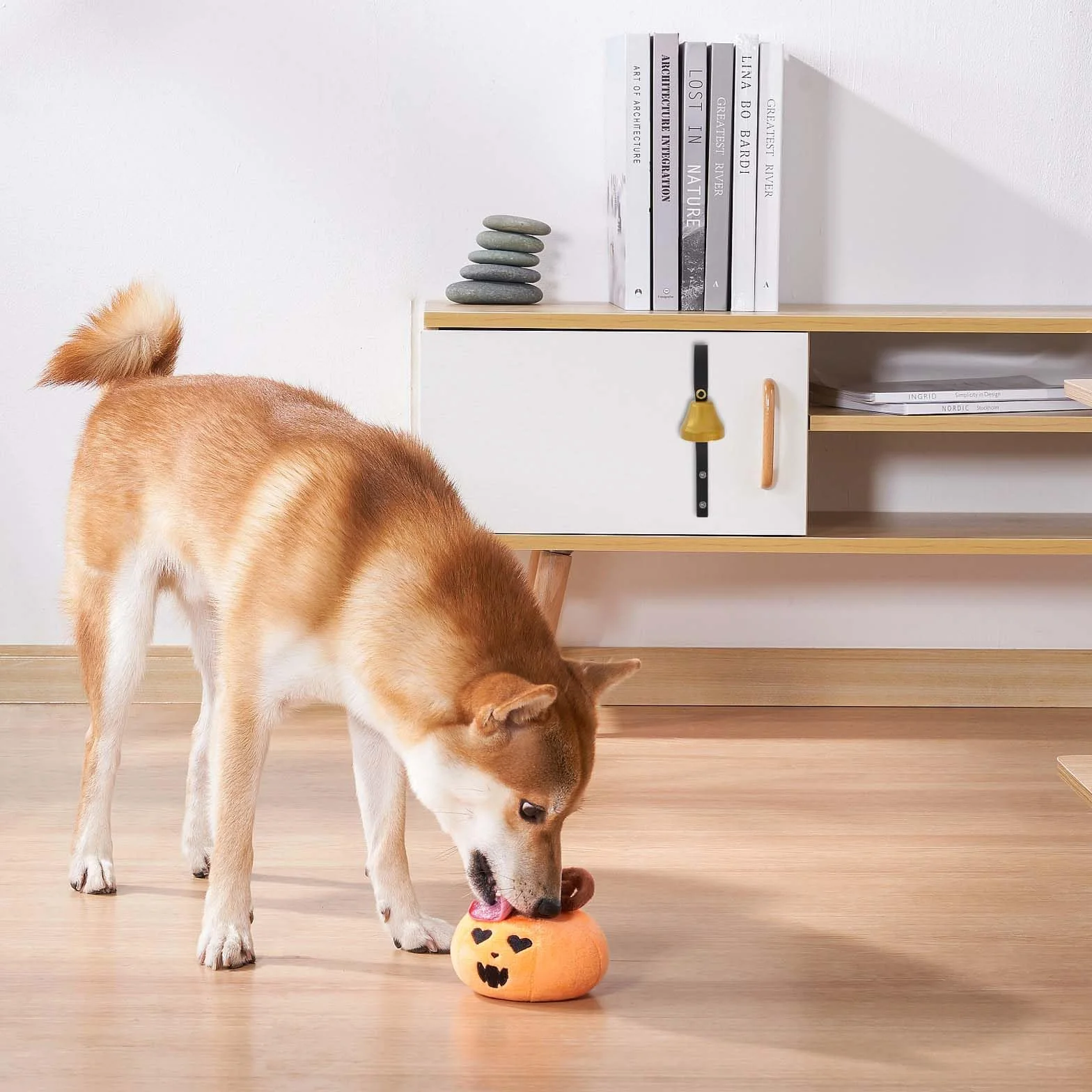 Colexy Campanello Antico Campanello per Negozianti Campanello da addestramento per Cani, Campanello per Porta d'ingresso del Negozio per Decorazione Domestica, Cane vasino (Nero)