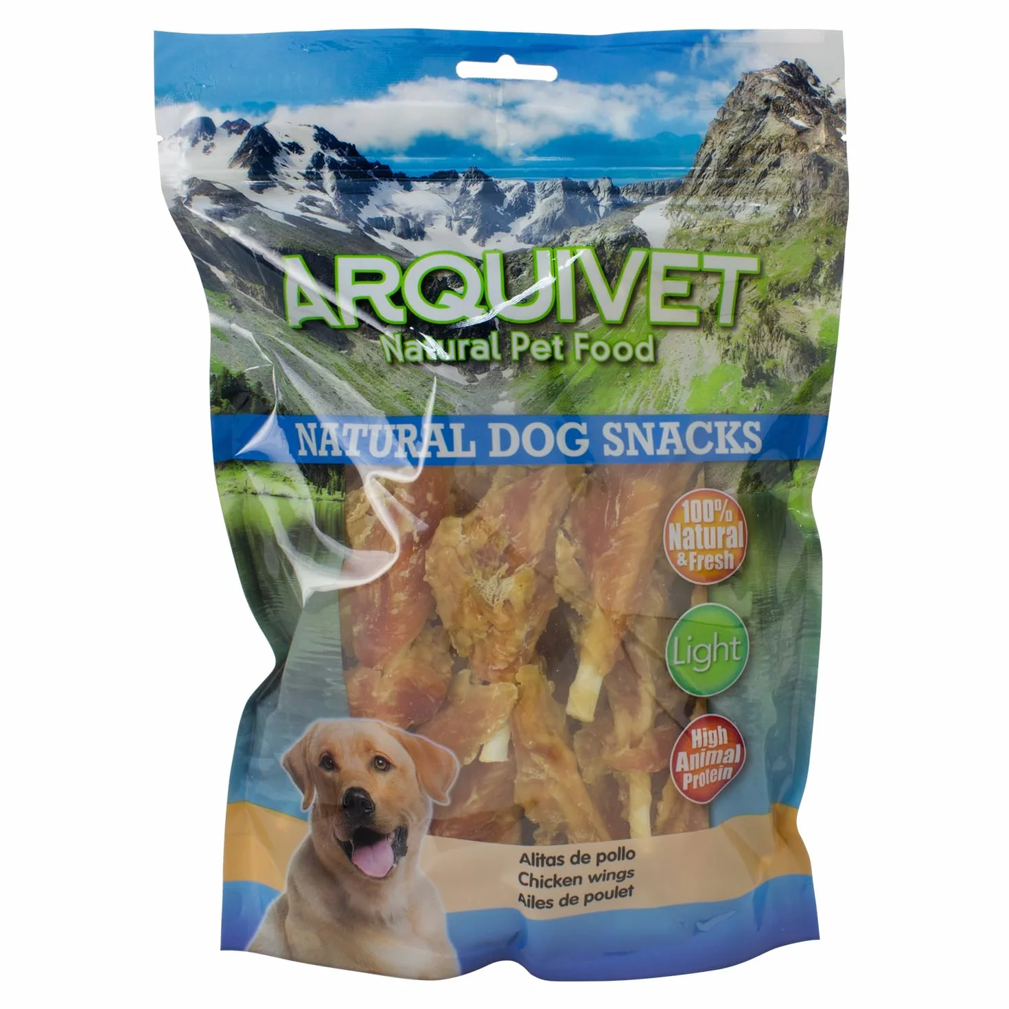 ARQUIVET Alette di pollo al calcio - 1 Kg - Snack 100% naturali per cani - prelibatezze per cani - Prodotto leggero - Molto ricco di sostanze nutritive
