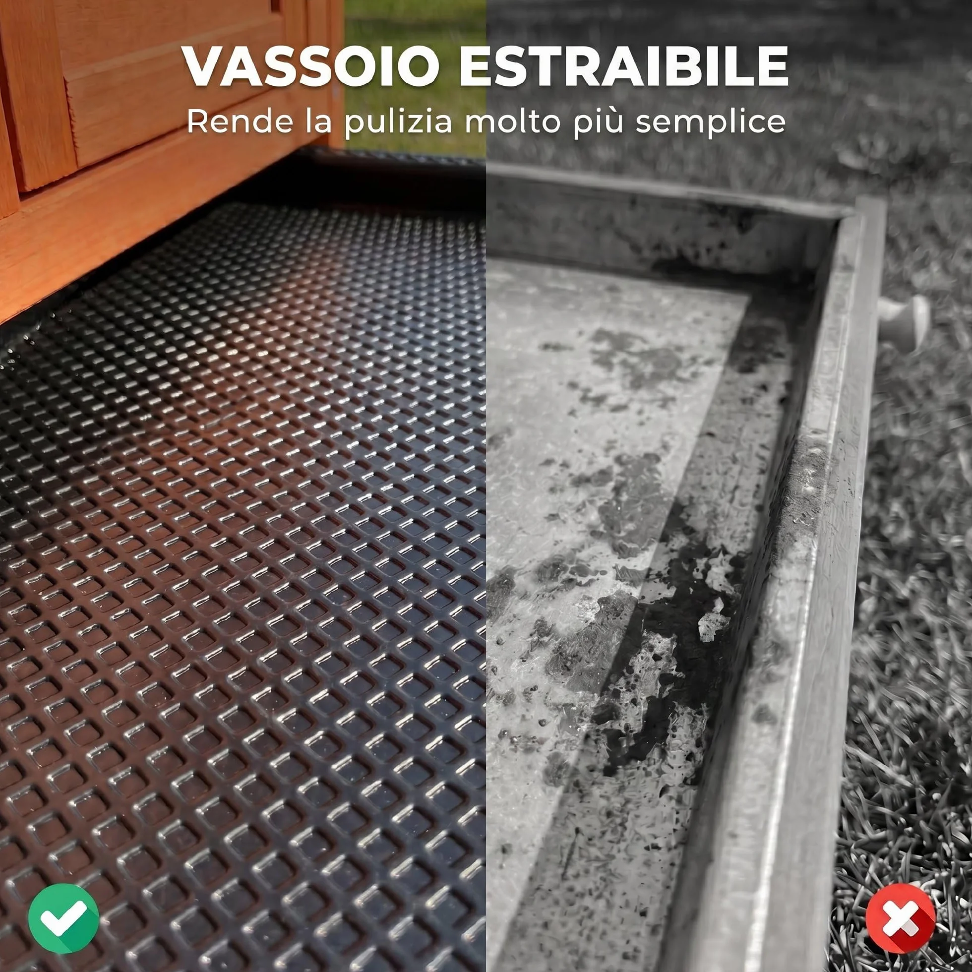 PawHut Conigliera da Esterno in Legno di Pino, Gabbia Casetta per Conigli con Vassoio Estraibile, Tetto Apribile in Bitume, Fondo Rialzato, Porcellini d'India, Cincillà, Arancione