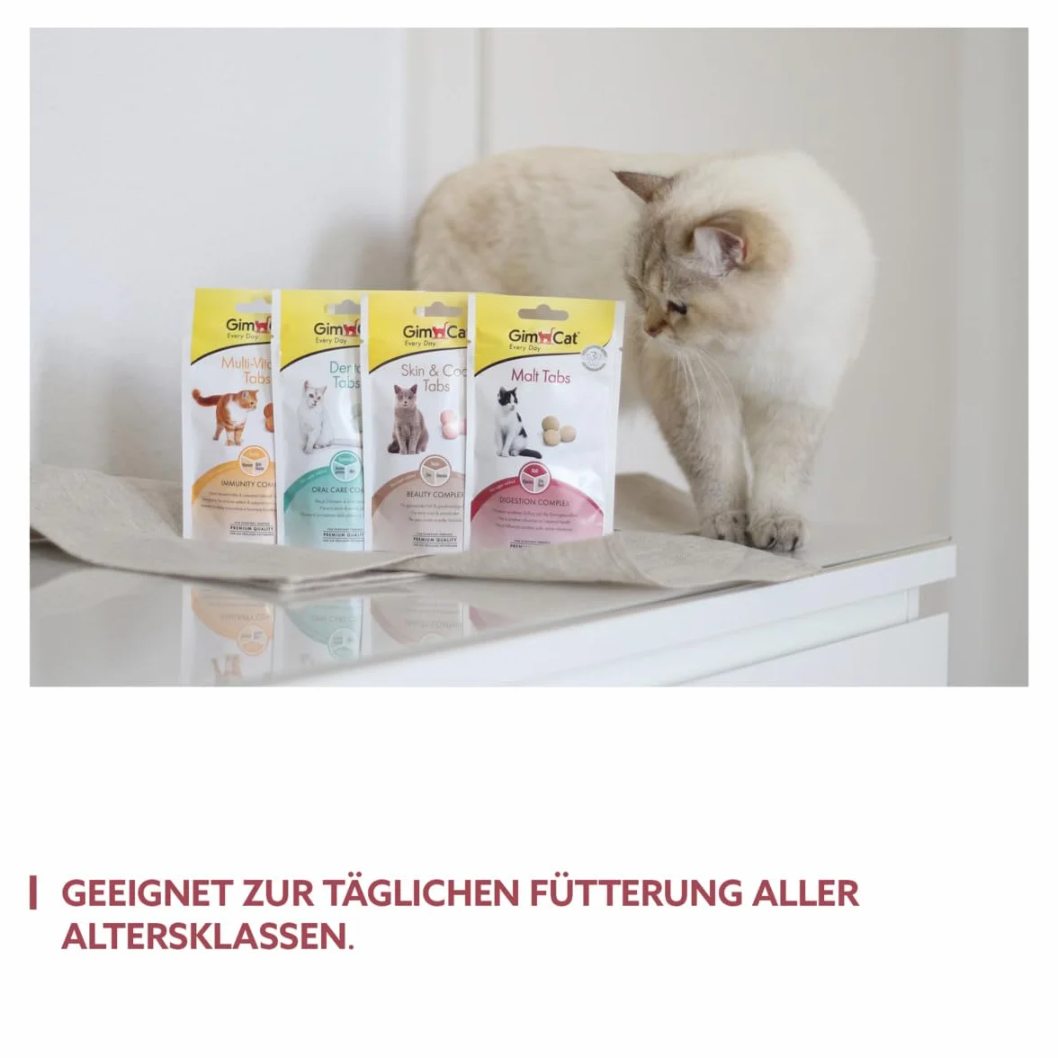 GimCat Malt Compresse, Snack funzionale per gatti con influsso positivo sulla salute dell’intestino, 1 sacchetto, 1 x 40 g
