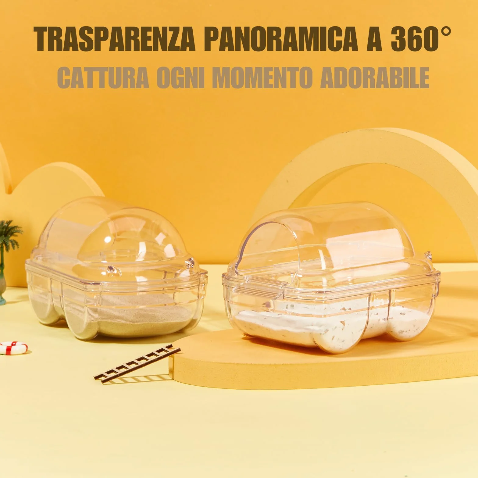 Criceto Sabbia Bagno, Toilette Trasparente per Criceti Contenitore per Bagno di Sabbia per Criceti Gerbilli Ratti (S)