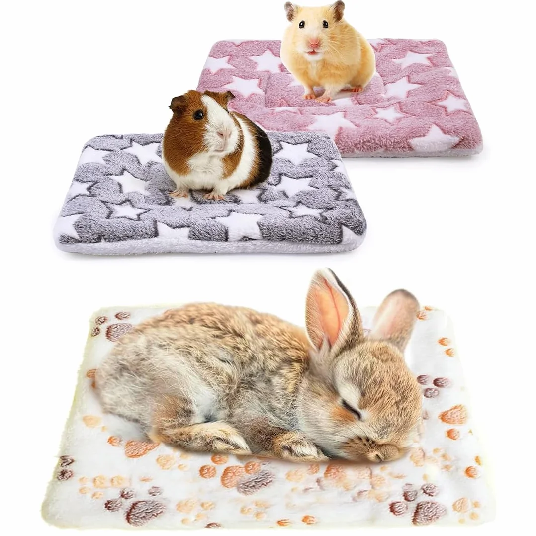 Set di 3 letti di peluche per piccoli animali, coperta morbida per porcellini d'India, conigli, cincillà, scoiattoli - tappeto per roditori lavabile