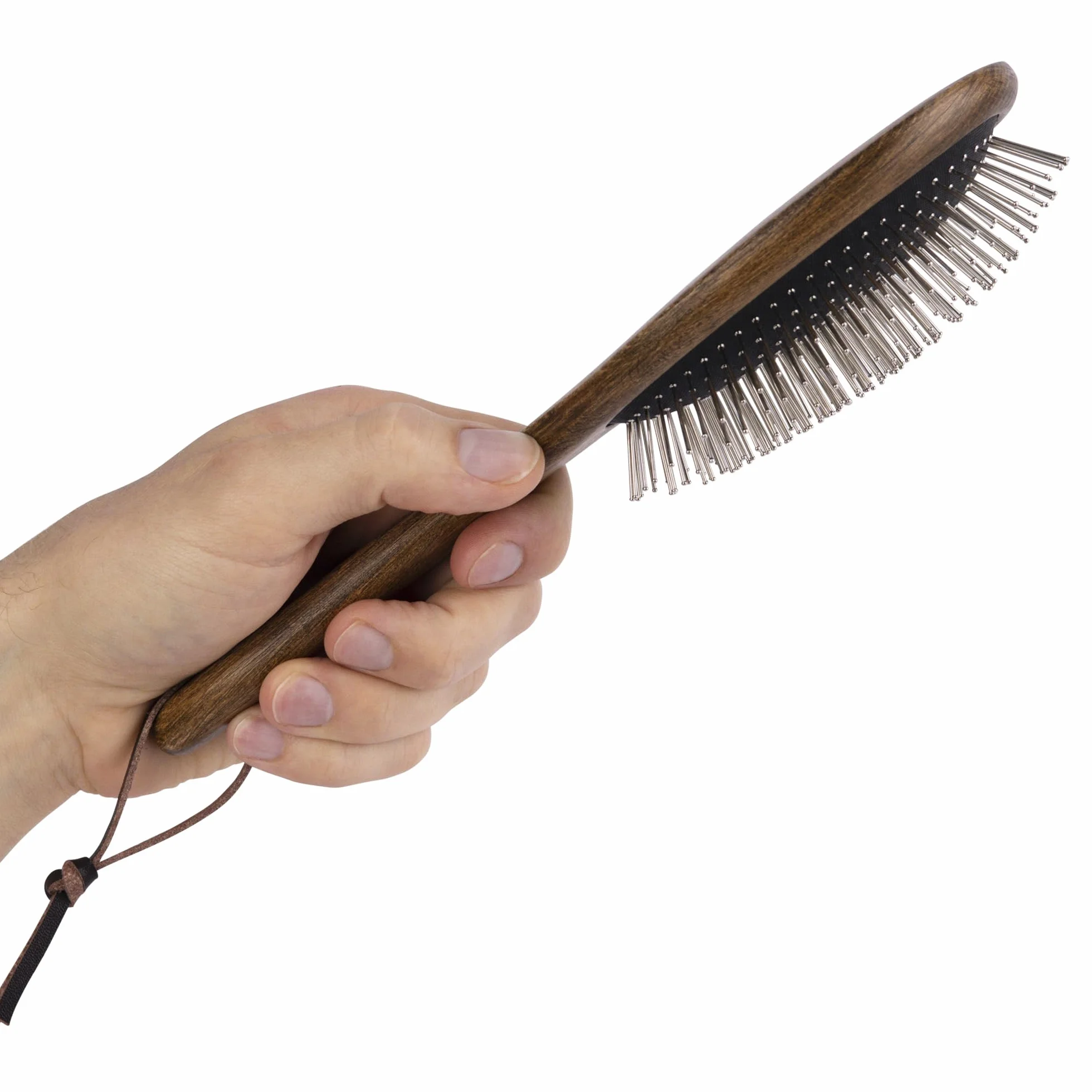 Spazzola criniera e coda – spazzola cavallo in legno con denti in metallo | Districa, liscia e cura criniera e coda | Strumento ergonomico per toelettatura quotidiana