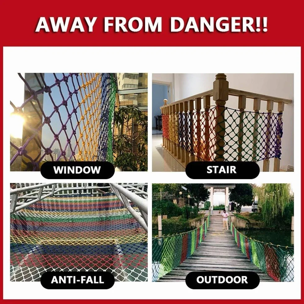 Rete di sicurezza colorata in nylon senza nodi per bambini 1x8m Protezione per balcone e scale Facile installazione Recinzione di sicurezza per bambini per la casa Durevole Forte e affidabile
