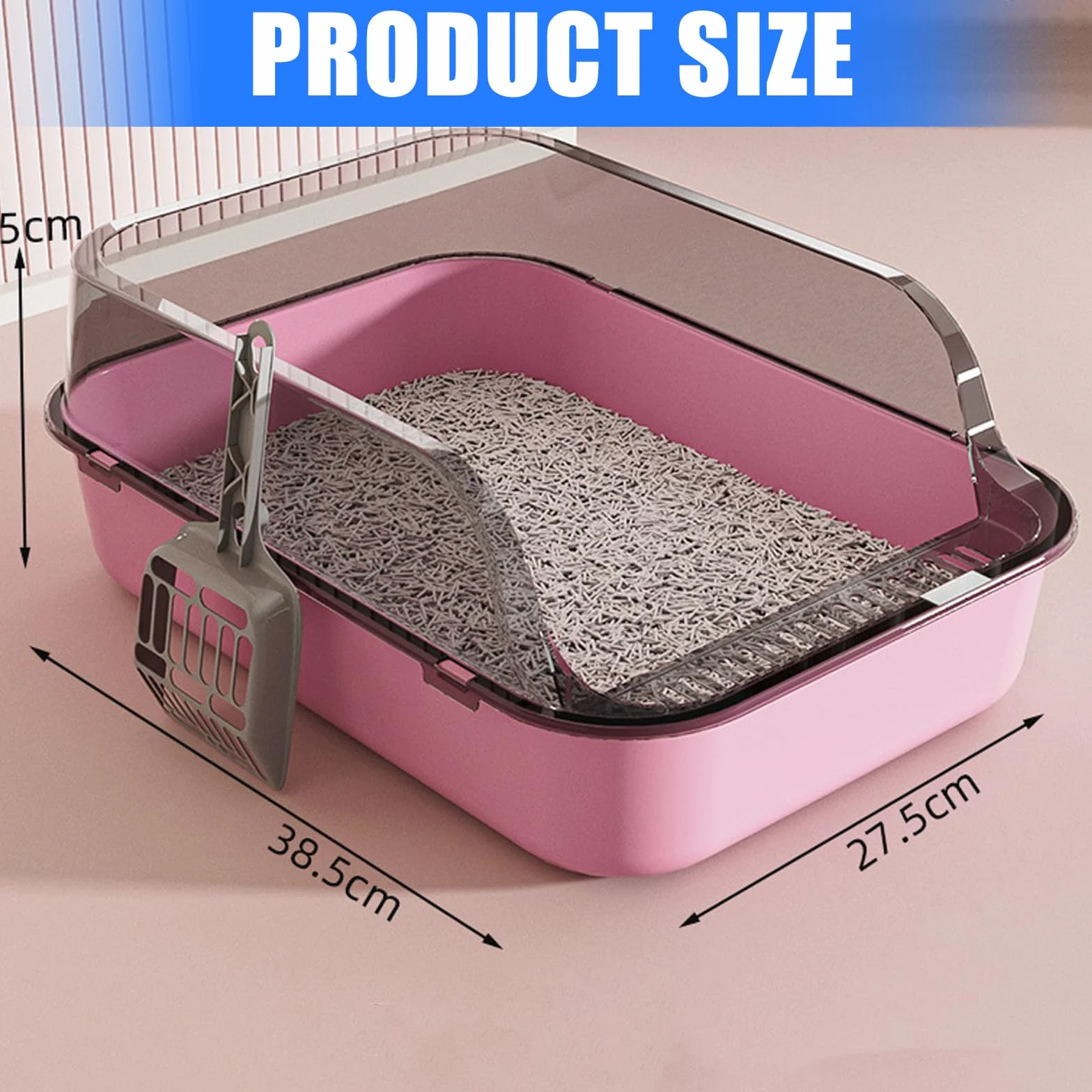 Lettiera per gatti extra large con schizzi laterali alti, costruzione ispessita, facile da pulire, grande bagno per animali domestici