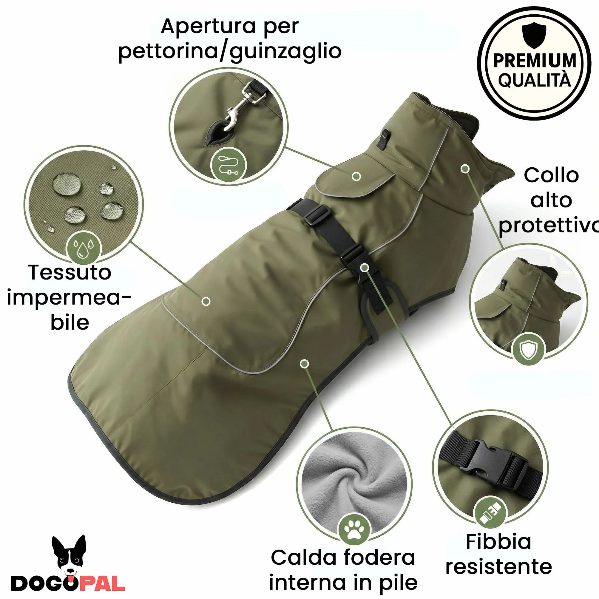DOGOPAL Cappotto Cane Impermeabile - Giacca Antivento Riflettente con Fodera Calda, Cappottino Traspirante per Freddo Inverno, Adatto a Taglia Piccola, Media e Grande (40)
