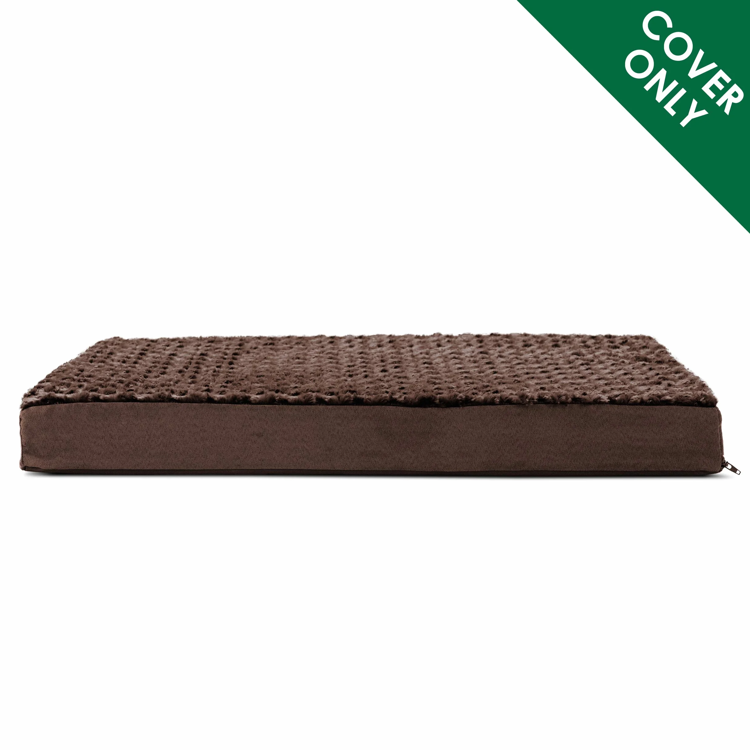 FurHaven Copertura di ricambio per letto per cani ultra felpata in pelliccia sintetica e materasso scamosciato, lavabile in lavatrice, cioccolato, L