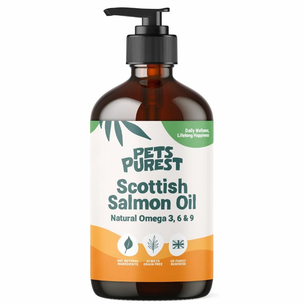 Pet Purest Olio di Salmone Scozzese per Cani, Gatti, Animali Domestici 500ml - Puro Olio di Pesce Integratore Alimentare Omega 3 6 9 per Pelo, Sistema Immunitario, Prurito, Articolazioni, Cervello