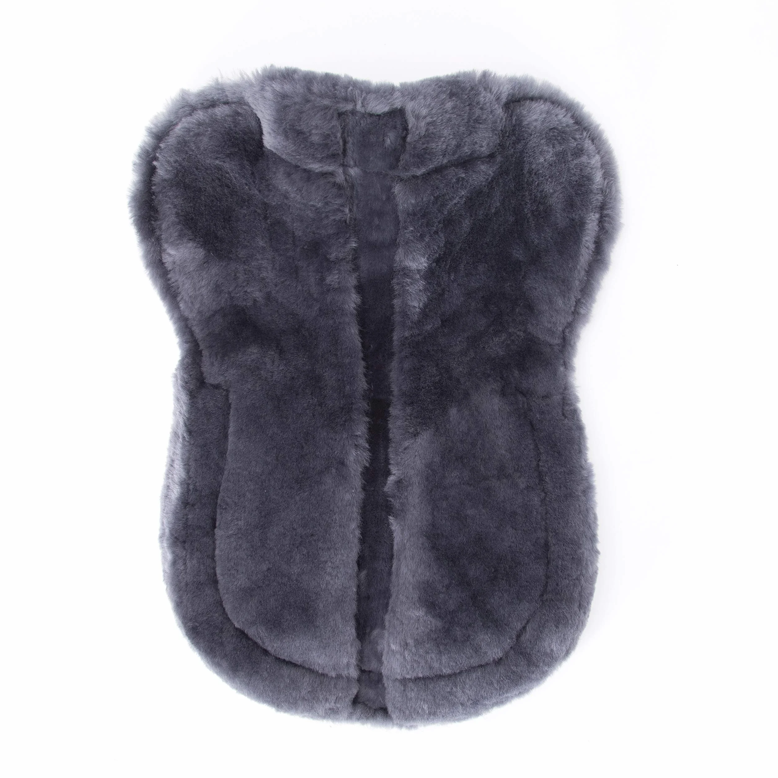 Cuscino per sella in pelliccia di agnello, con bordo in pelliccia, completamente foderato, in pelliccia di agnello, senza colonna vertebrale (media (56 cm), nero)