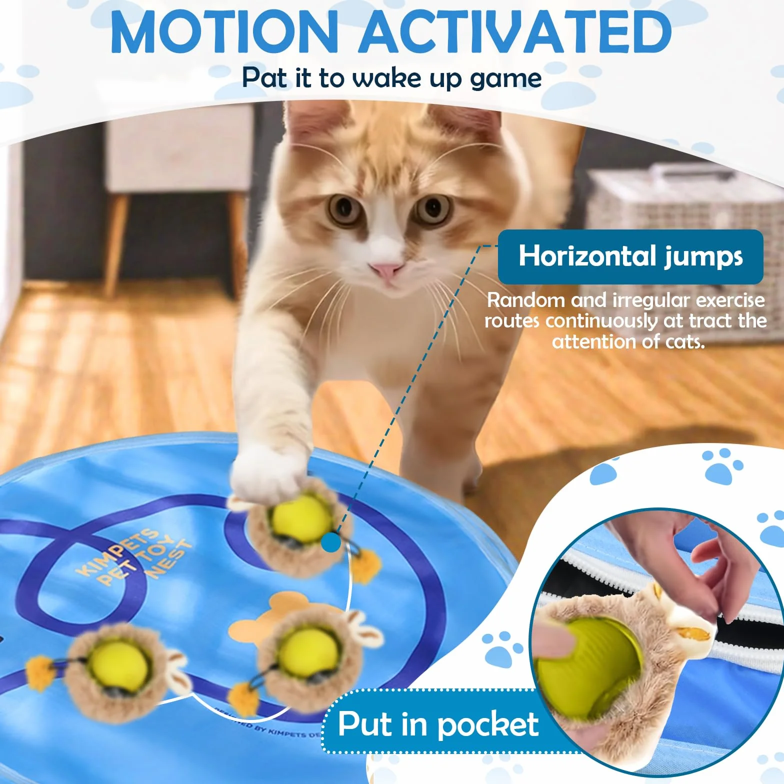 2 Palle Giocattolo Elettriche per Gatti con Tappetino Caccia, Palla Giocattolo Interattive Automatico Gatto, Palline Giocattolo Elettrici per Gattini, Pallina Interattiva Intelligente Gatti e Cani (B)