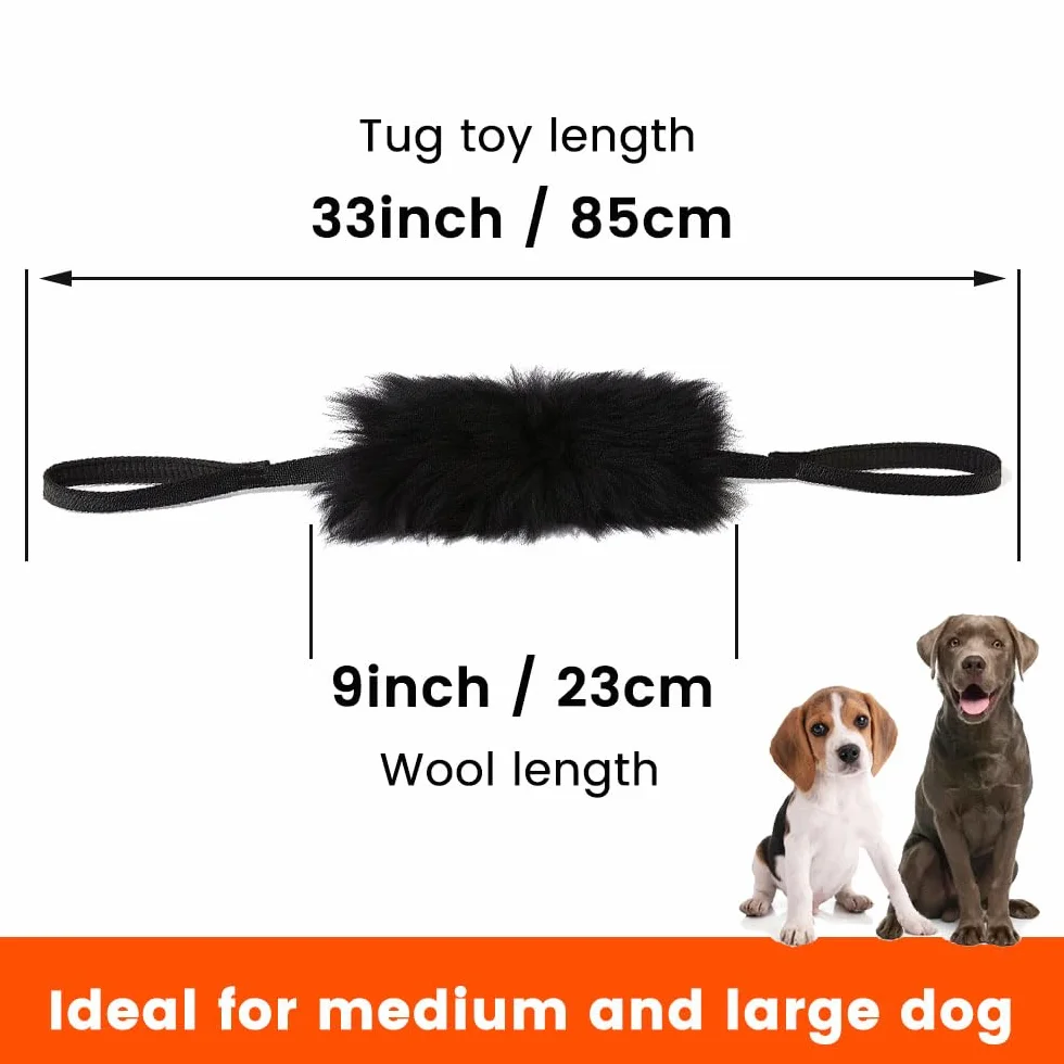HOWGO Giocattolo per cani – Doppio manico per cani Bungee Chaser Toy 100% pelle di pecora, odore di pecora, giocattolo per tutte le razze (arancione, grande)