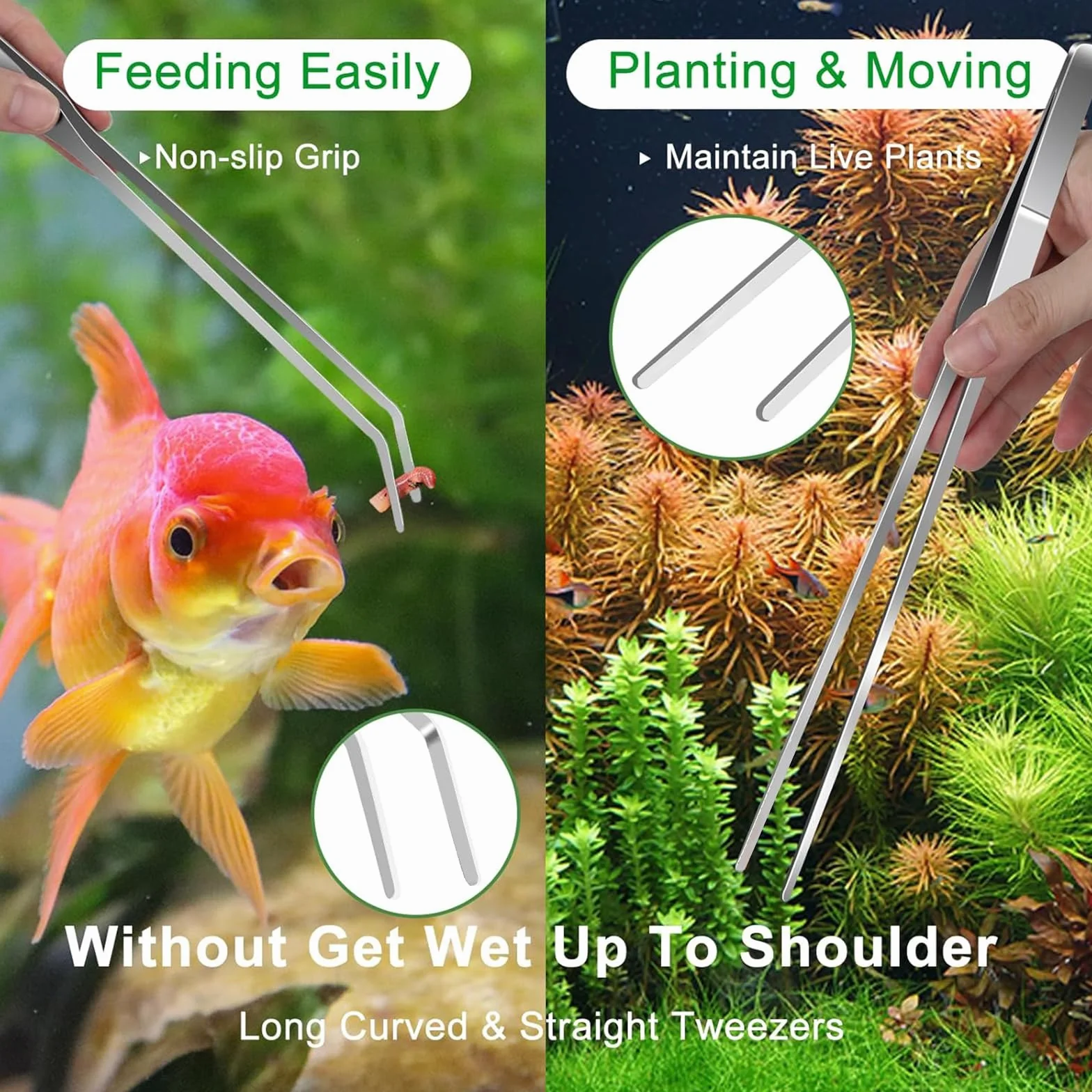4 in 1 Kit Attrezzi Acquario,Attrezzi per Acquario in Acciaio Inox, Piante Acquarios Attrezzi Set con Pinzette Forbici Spatola per l'acquario Landscaping e l'Acquarios Pulizia