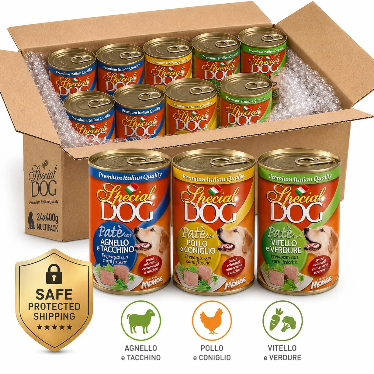 MONGE SPECIAL DOG PATÉ DA 400 GR. CANE ADULTO - CIBO PER CANI - (Gusto, 8X)