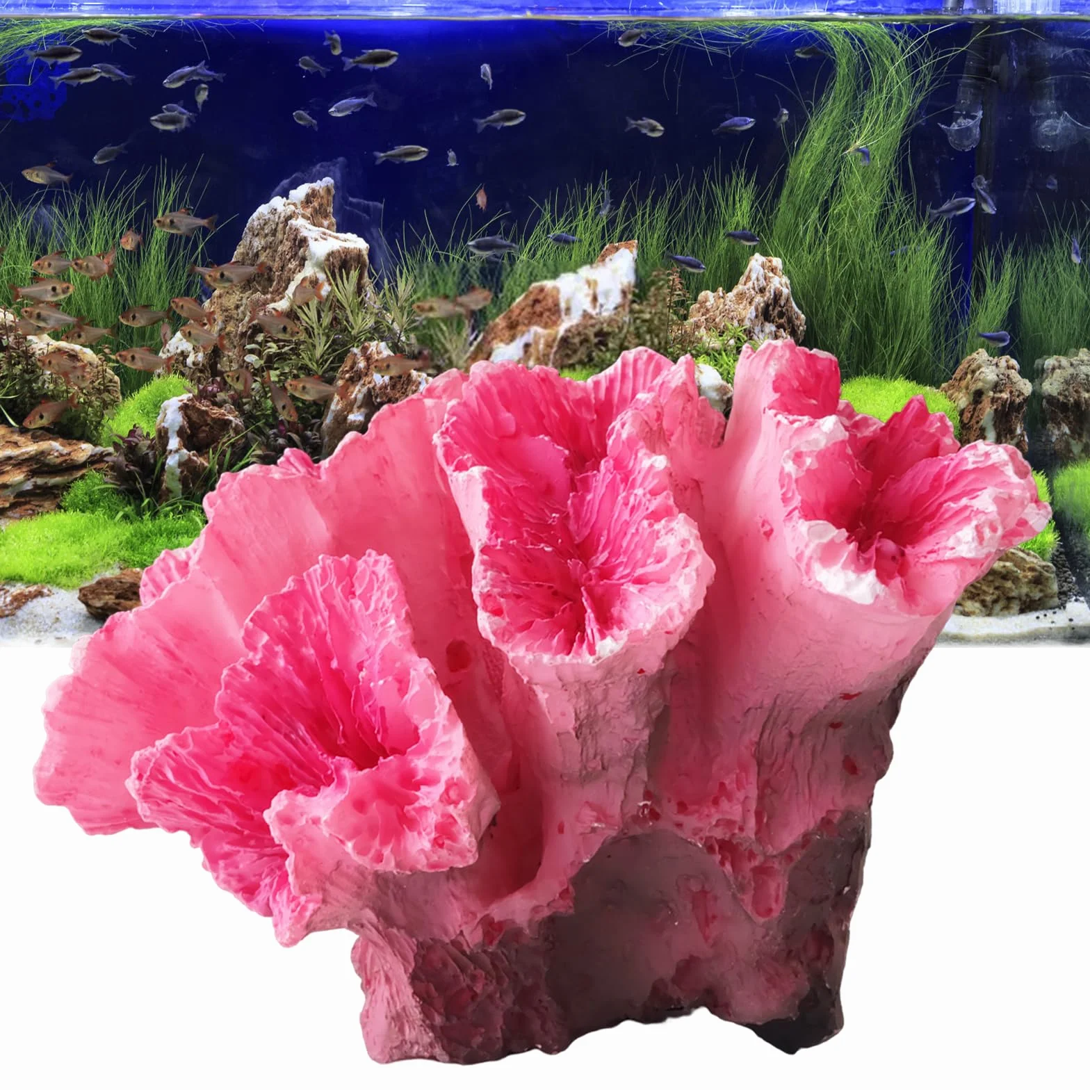 Resina Decorazione Corallo Statua Rosa Corallo Statuetta Pianta Artificiali Acquario Decorazioni Acquari
