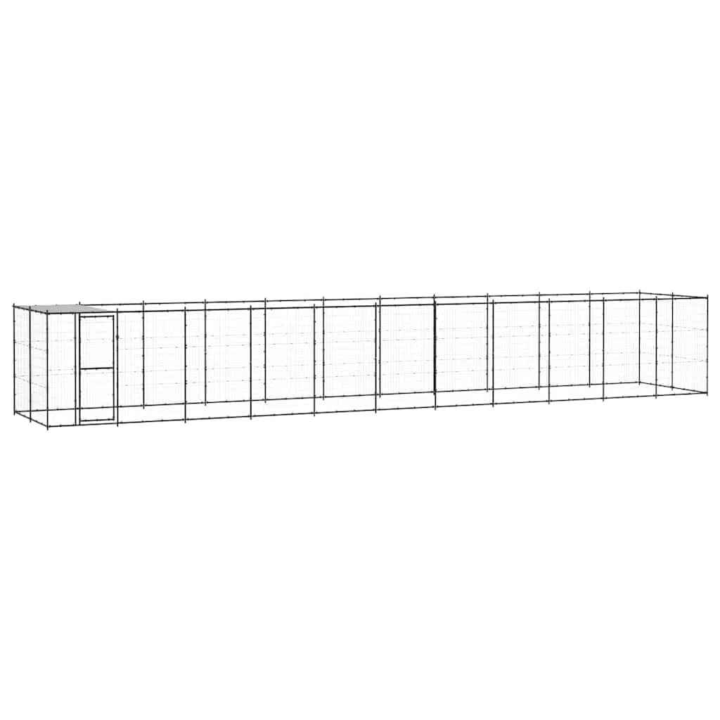Cuccia per cani con tetto in acciaio, 1210 x 220 x 180 cm, colore | Ampio recinto per cuccioli da giardino con porta richiudibile, pareti a griglia stabili e tetto in polietilene resistente ai