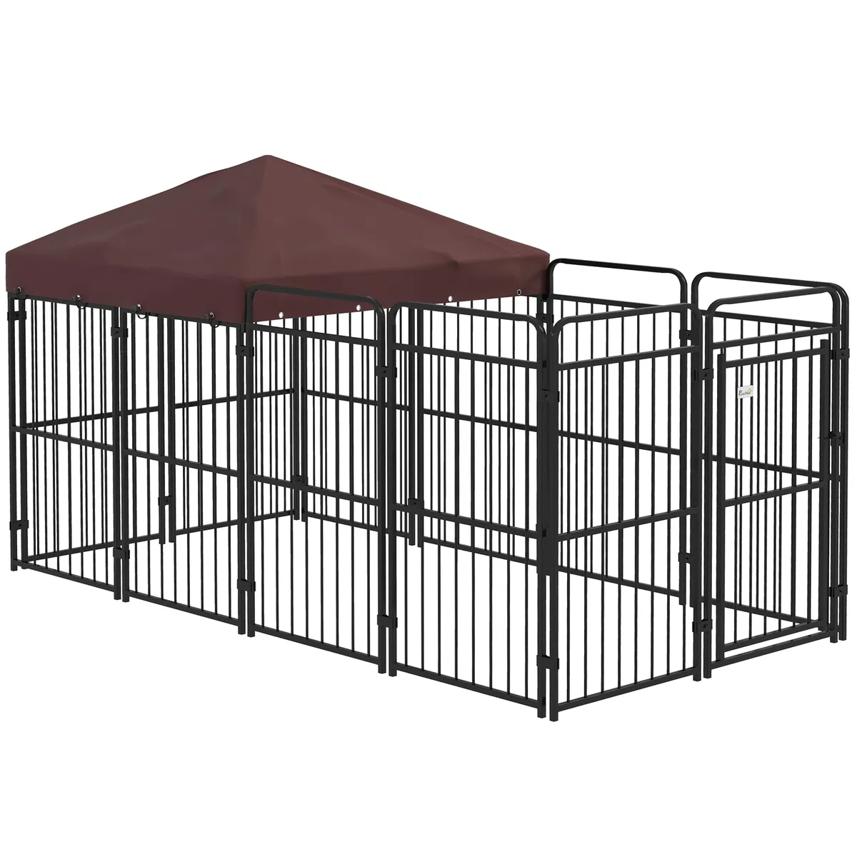 PawHut Kennel per Cani Grandi da Esterno 282x141x160.5cm Marrone | Recinto per Cani da Esterno con Tetto Anti-UV Impermeabile, Gabbia in Metallo