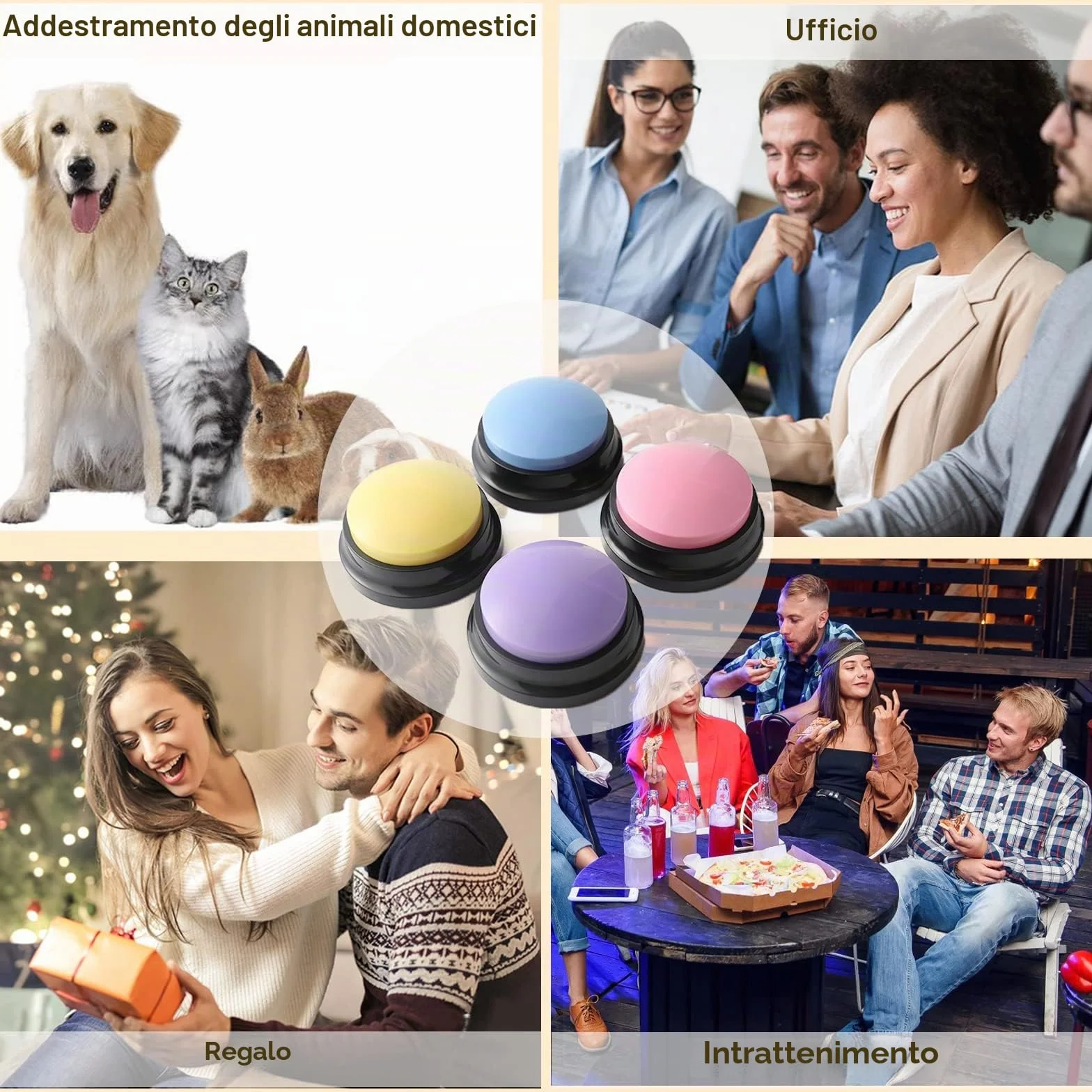 Pulsanti per cani per addestramento a parlare, per comunicazione, addestramento di animali domestici, risposta, cicalino, registrazione e riproduzione in 30 secondi, regalo divertente per scuola,