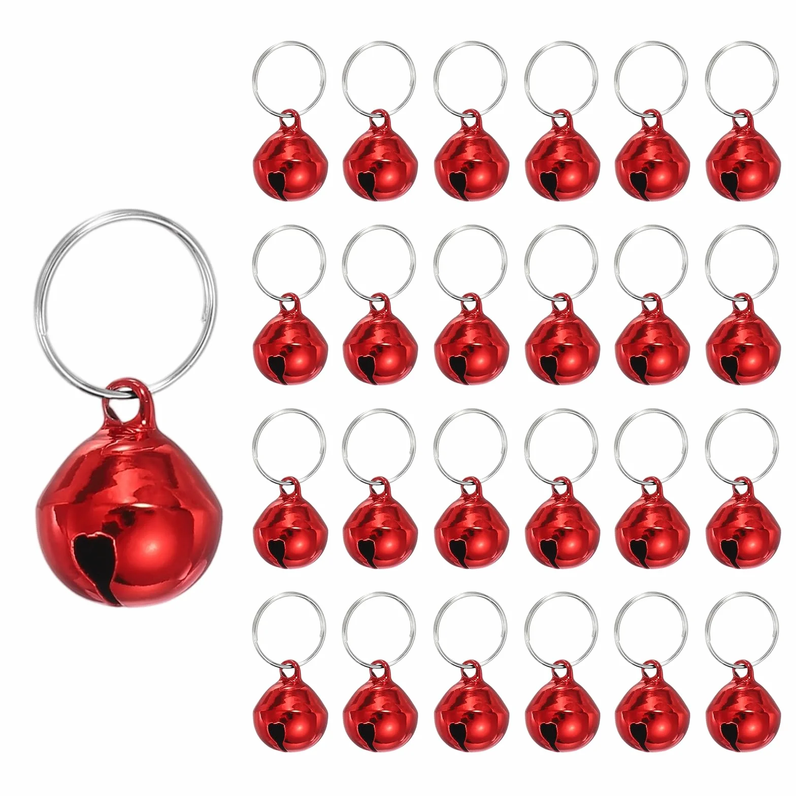 PATIKIL 24 Campanellini Per Cani Mini Campanelli Per Gatti Campanellini Per Collari Di Animali Domestici Portachiavi Carini Confezione Di Metallo Sonagli Forti Per Albero Di Natale Rosso