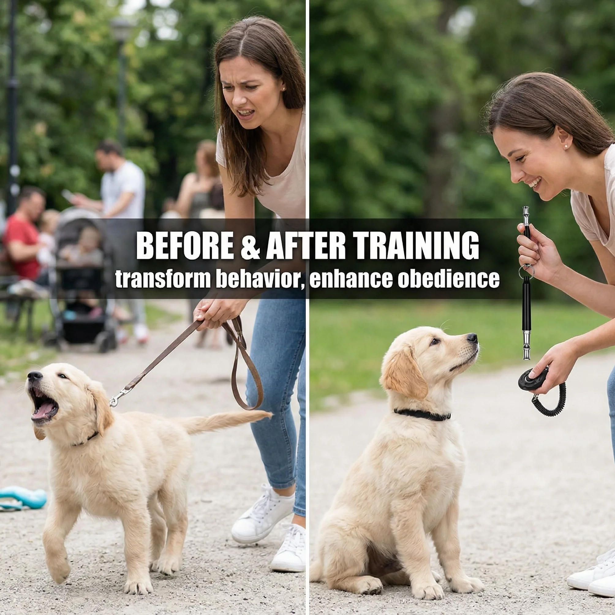 Fischietto per Cani ad Ultrasuoni Silenzioso, Frequenza regolabile Fischietto per addestramento cani, Adatto per la maggior parte delle razze – 2 Pezzi, Nero