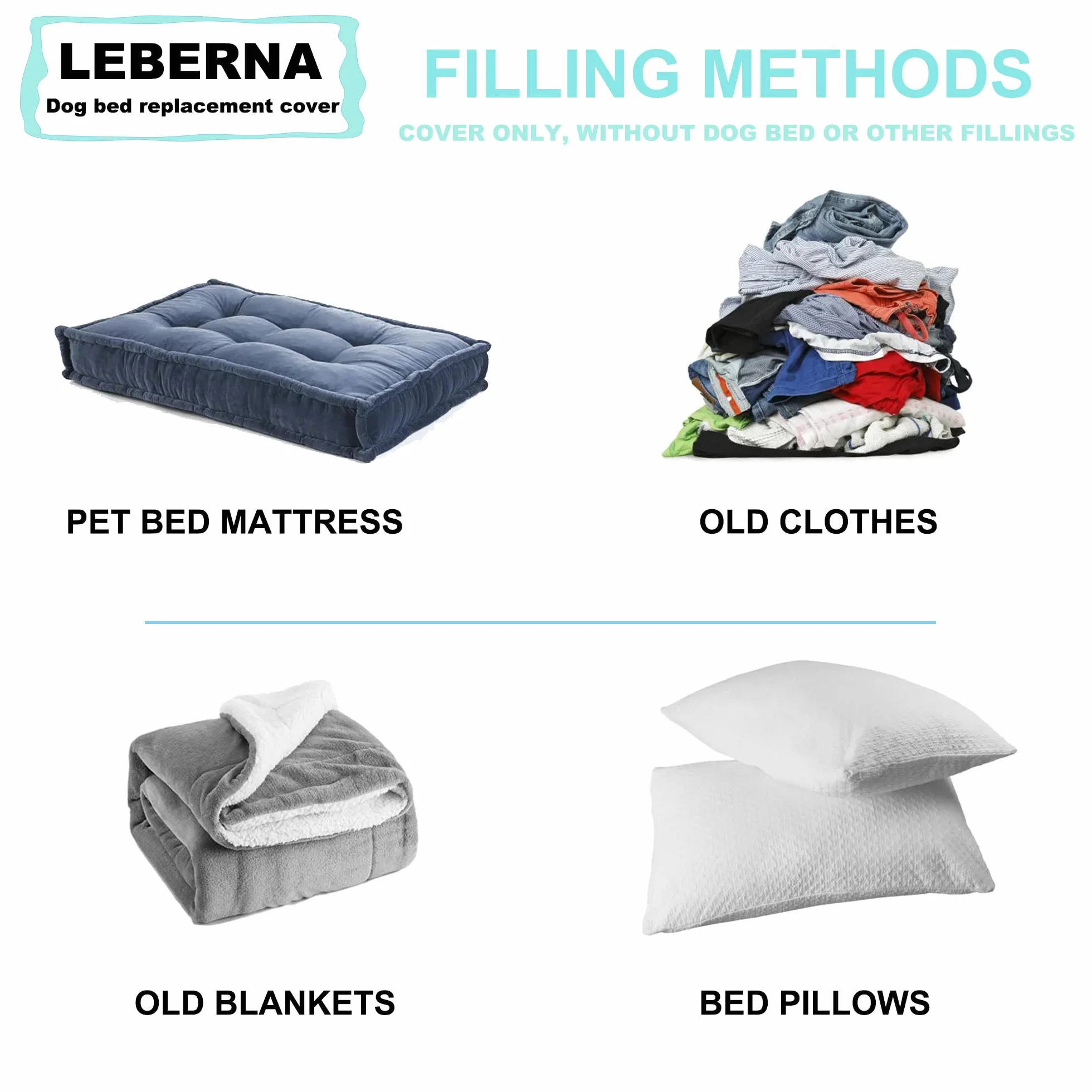 Leberna Copertura impermeabile per lettino per cani, lavabile, resistente, in tessuto Oxford, universale, di ricambio per letto per animali domestici (colore: nero, L (111,8 x 81,3 x 10,2 cm)