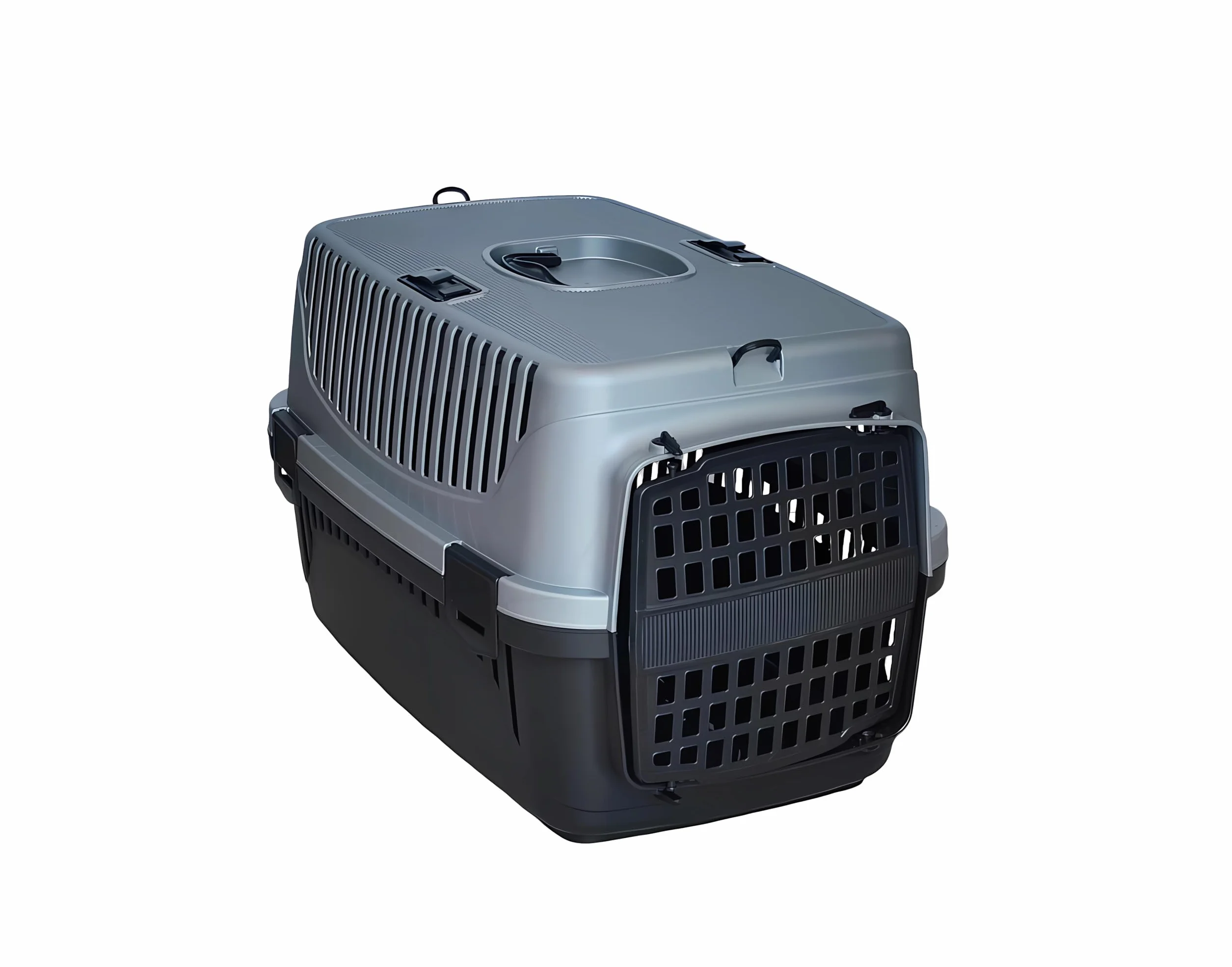 Trasportino Animale Domestico Max 6Kg. Cane Gatto con Porta in Plastica Adatto per Cinture Sicurezza Auto Ganci per Tracolla 48x32x30 cm
