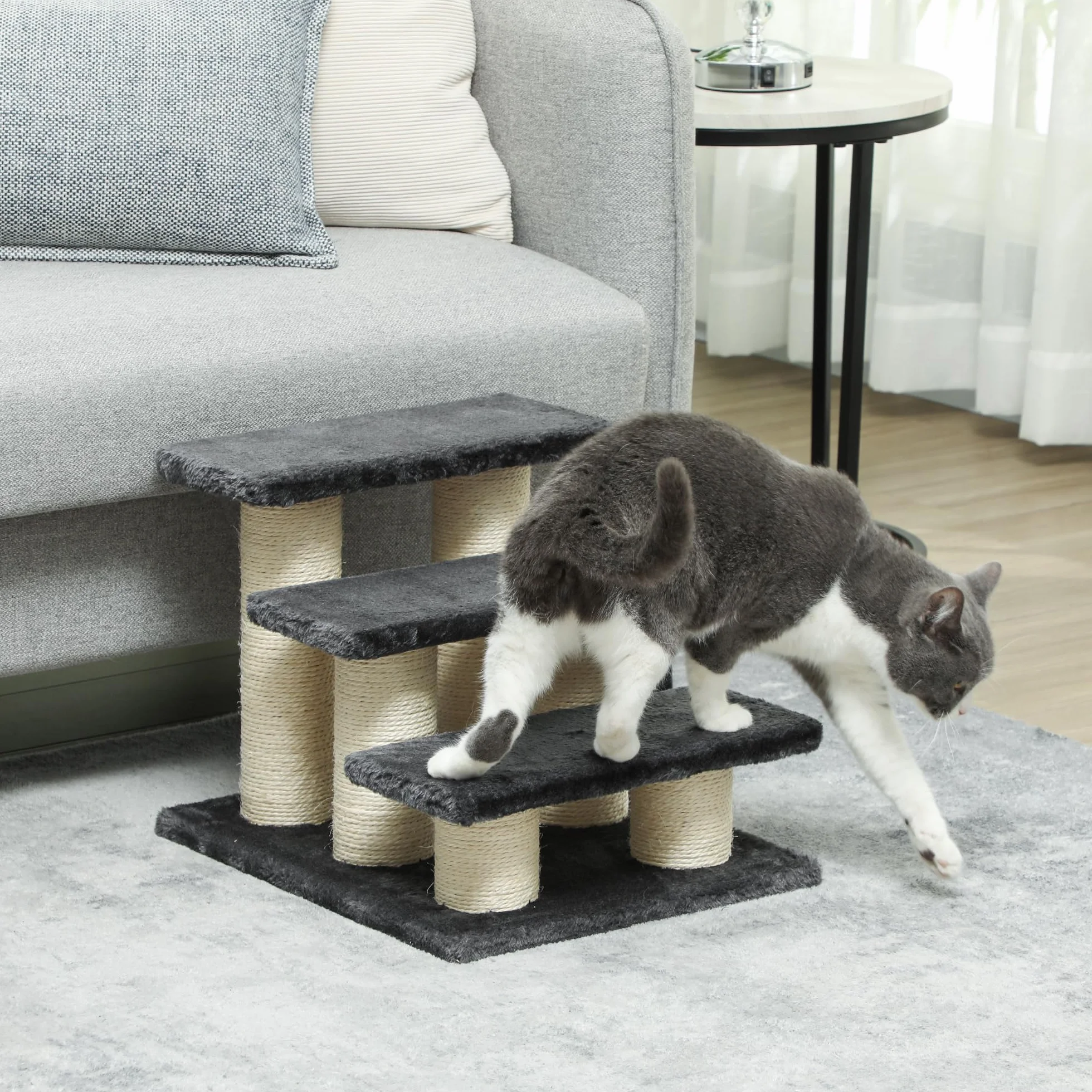 PawHut® Scale per gatto e cane, 3 Livelli, Grigio, Modello 4