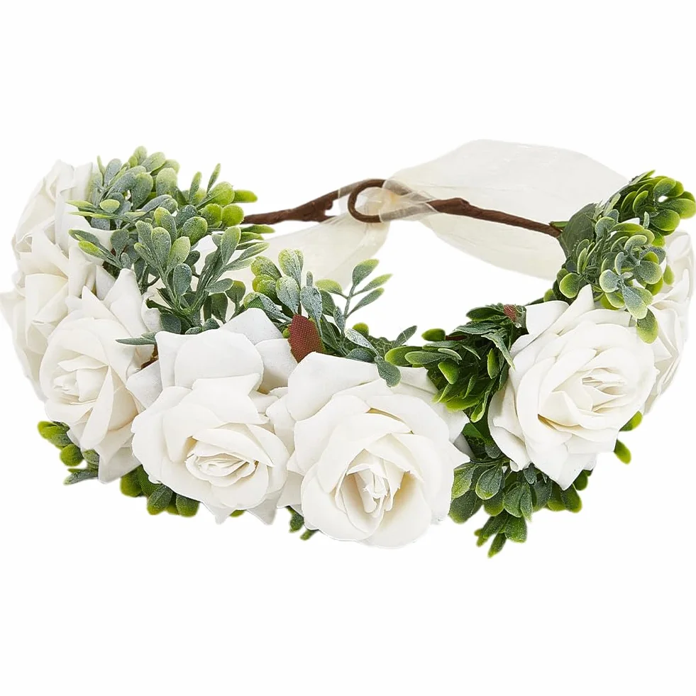 GORGECRAFT Collare per Cani con Fiori Regolabile Corona di Fiori Bianca per Matrimonio Festa