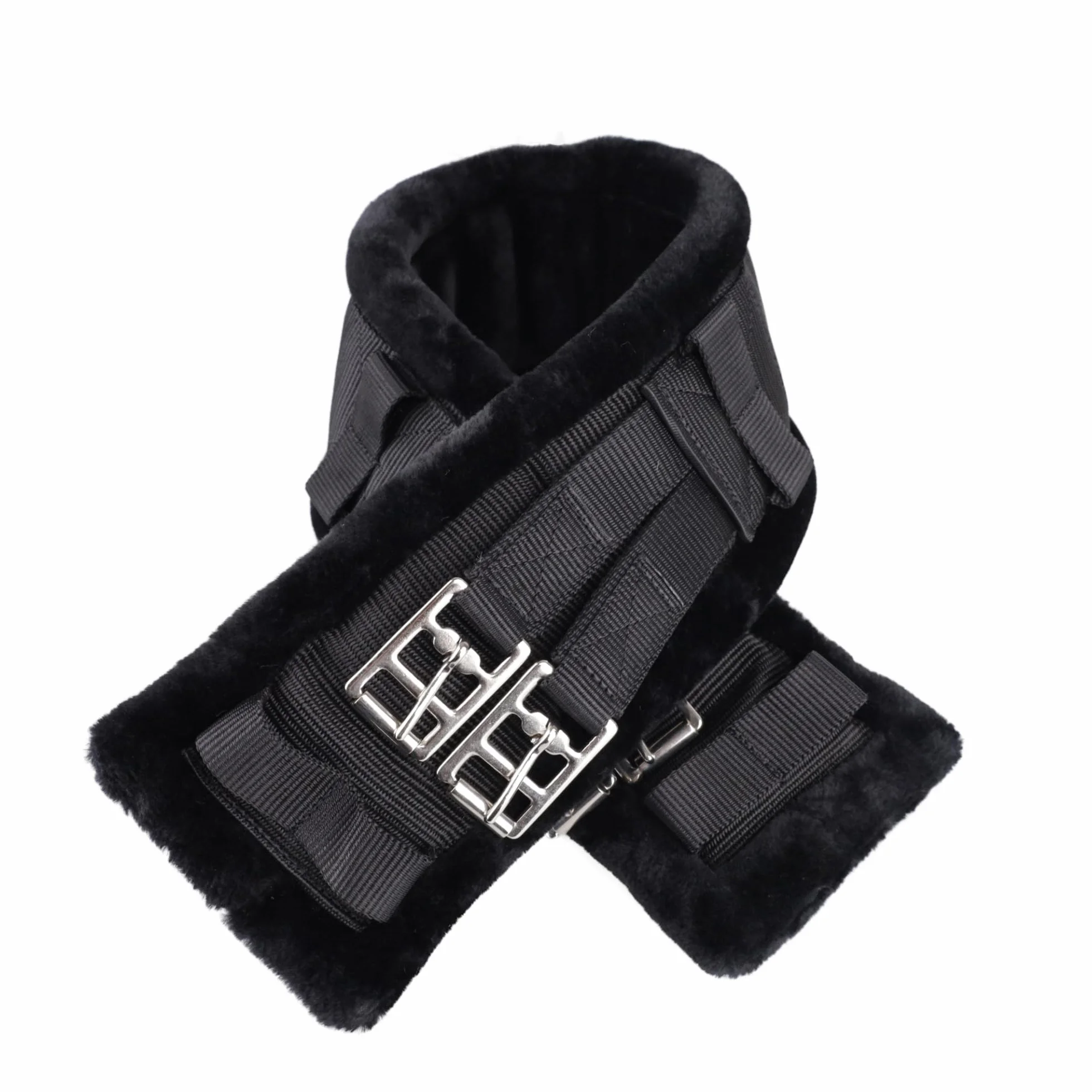 USG Sottopancia Corto in Nylon con Imbottitura in Pelliccia Sintetica, Nero/Nero, 45 cm
