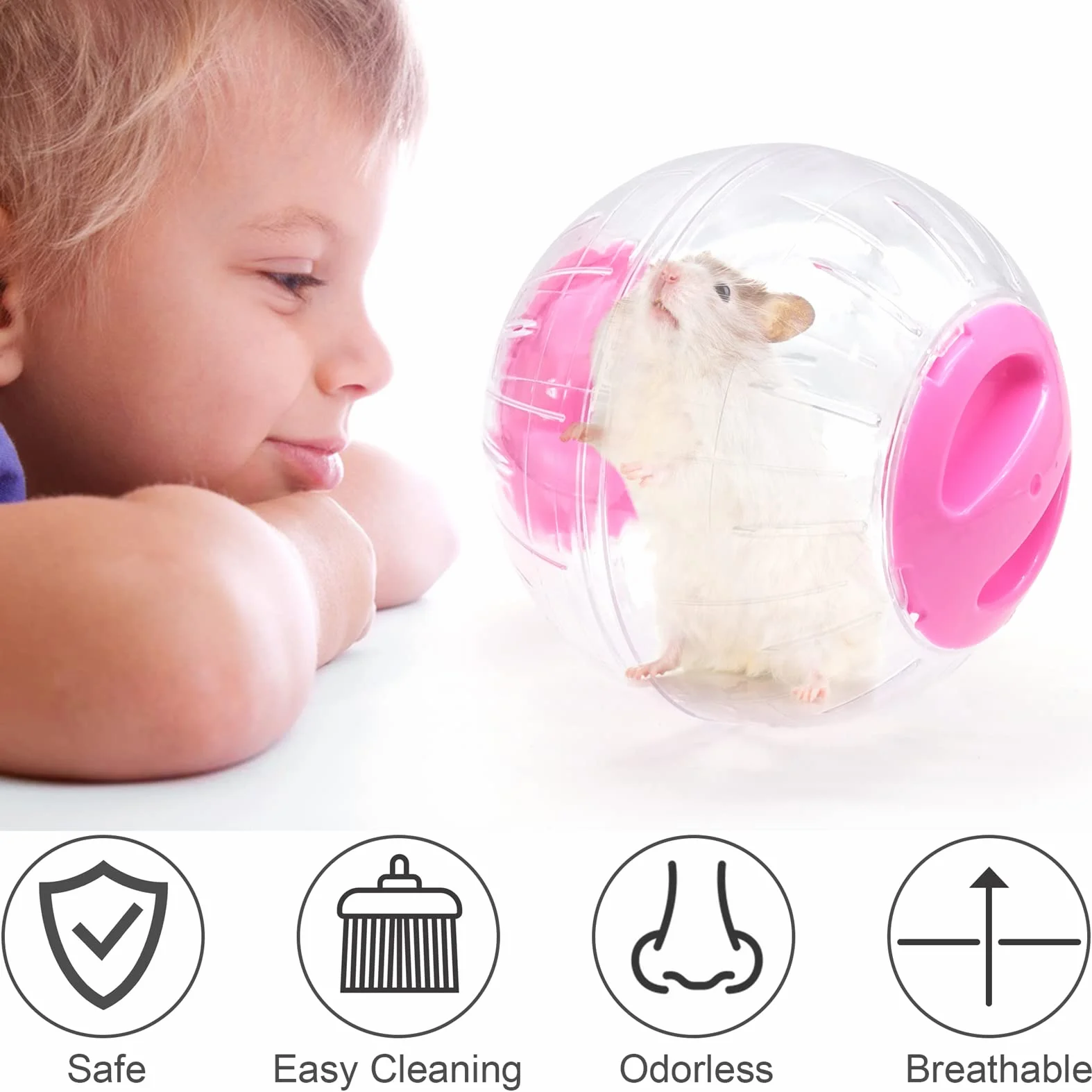 2 Pezzi Palla Criceto, Palla da Corsa per Criceto, Palla Fitness Criceto Plastica, Palline Esercizio Trasparente, Ruota di Corsa per Hamster Animali Roditori Nano Gerbilli (Rosso+Arancione)