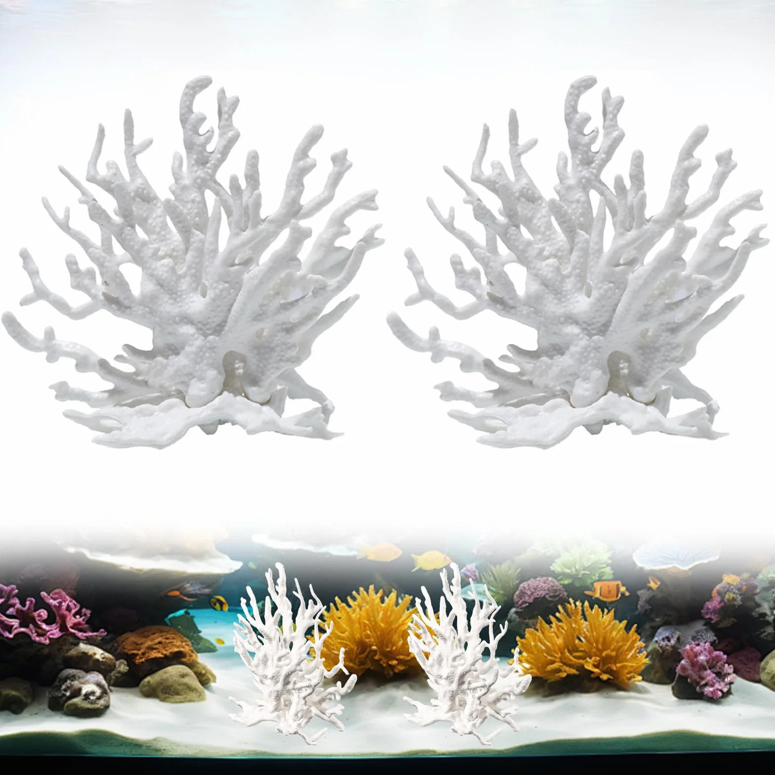 Decorazione per acquario corallo artificiale con gamberetti pianta acquario accessorio paesaggistica
