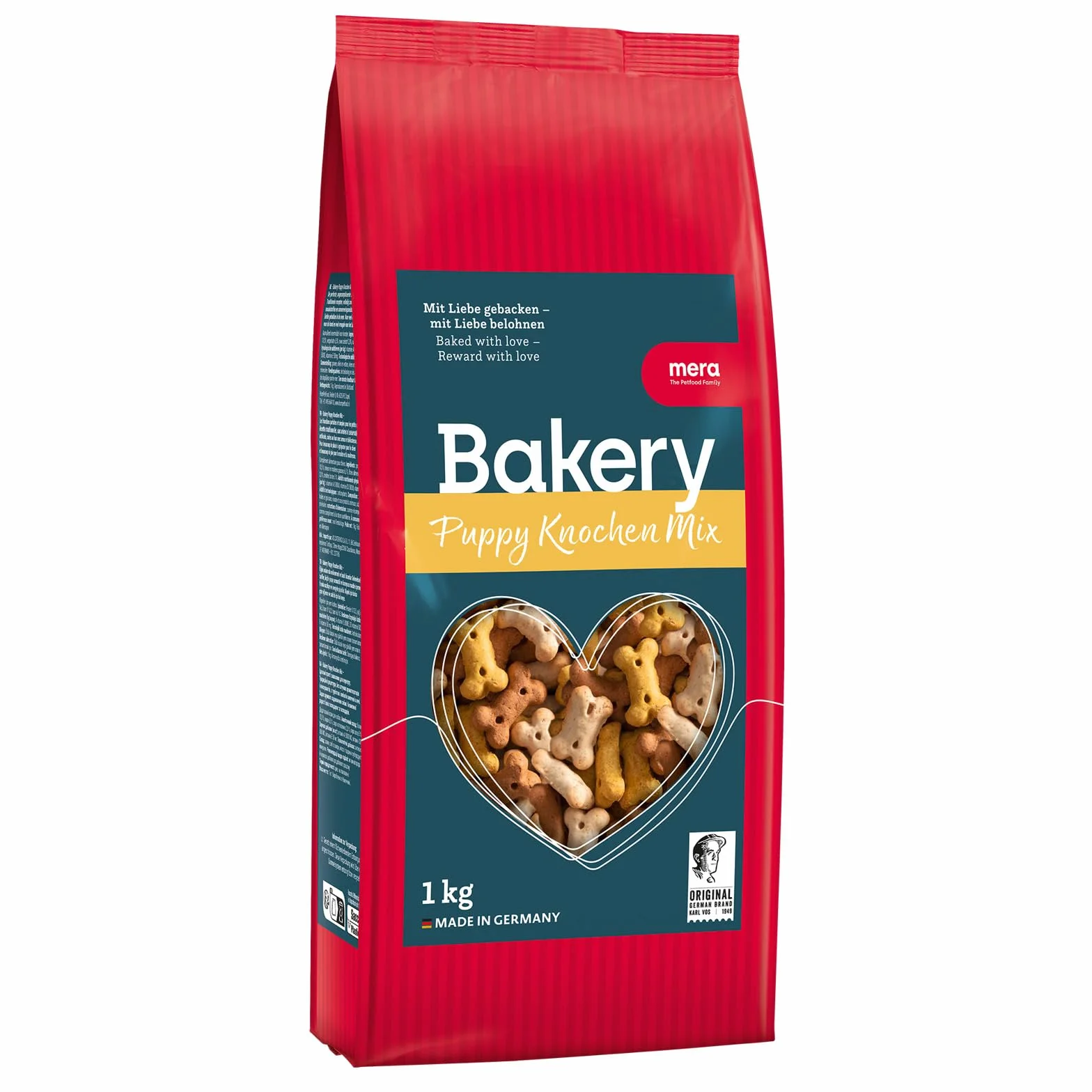 MERA Bakery Puppy Mix di ossa (1 kg), snack per cani per allenamento o come spuntino, dolcetti per cani realizzati con ingredienti naturali, biscotti per cani al forno delicatamente